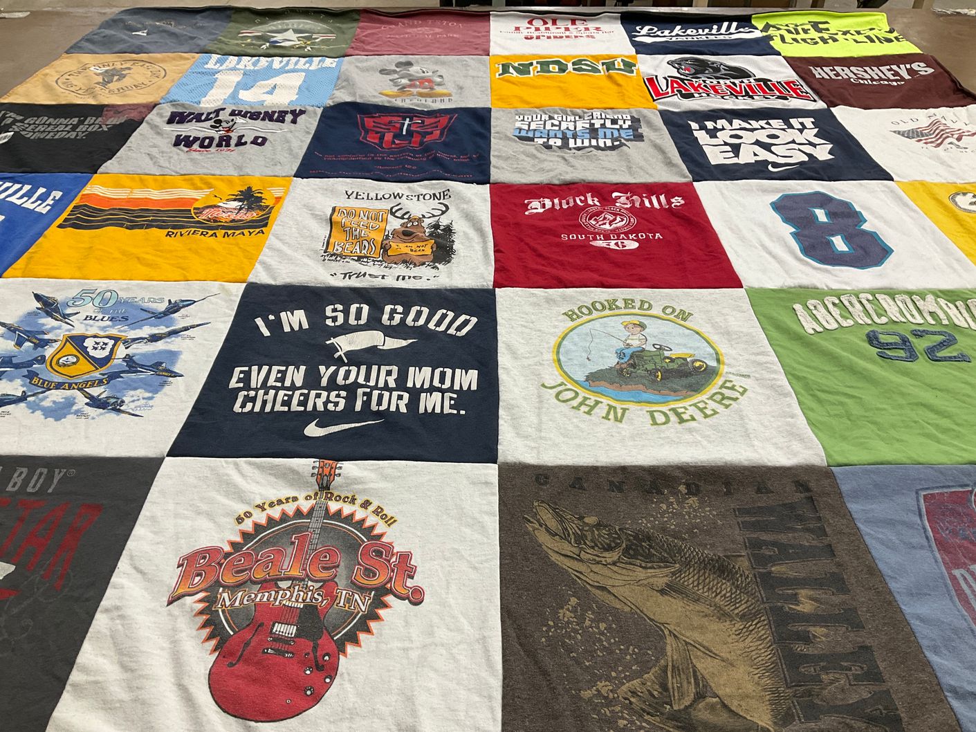 T-shirt quilt from north dakota state university, lakeville high school by Janene from MN