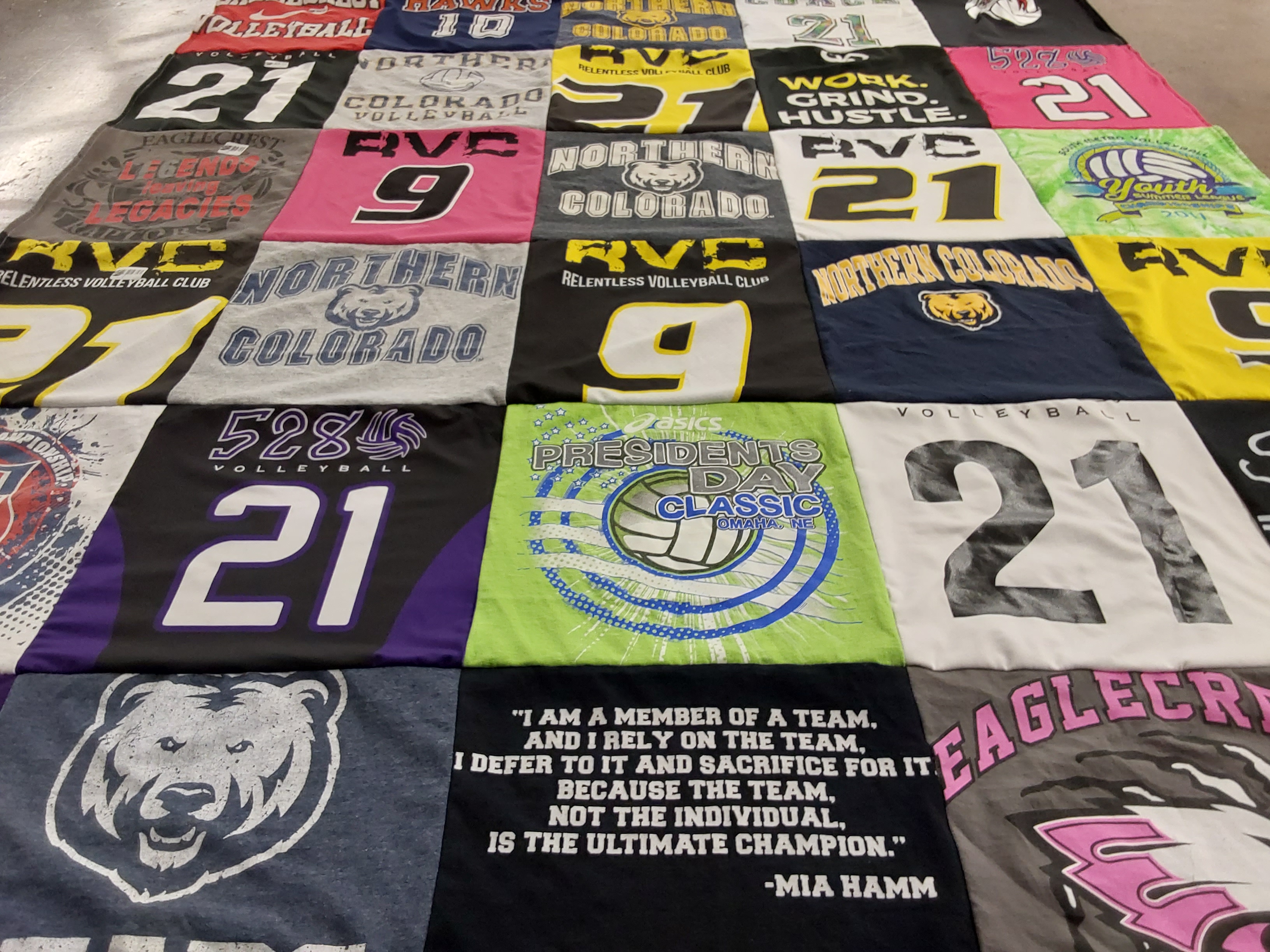 T-shirt quilt featuring relentless volleyball club by Laryce from CO