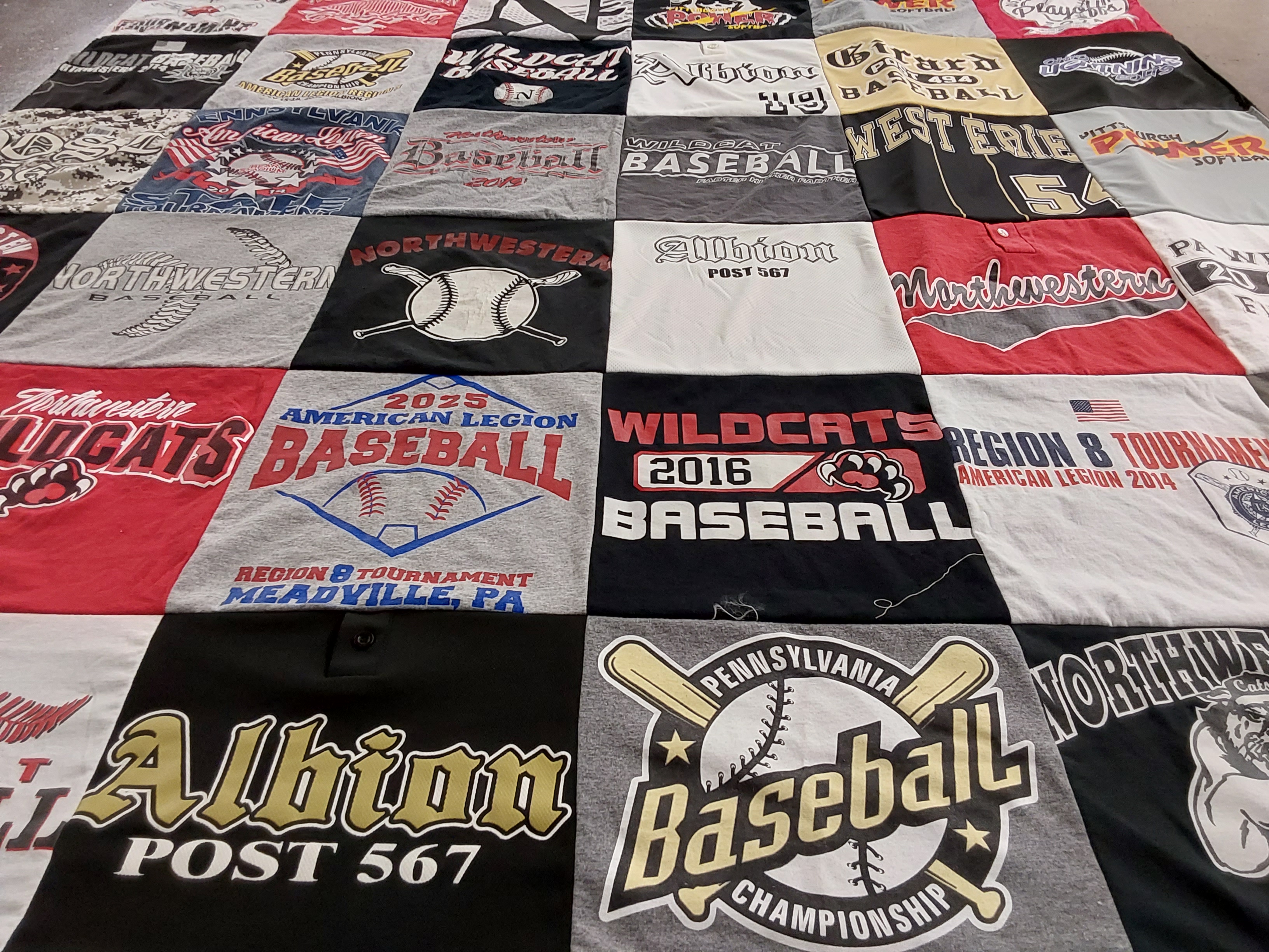 T-shirt quilt featuring northwestern wildcats by Richard from PA