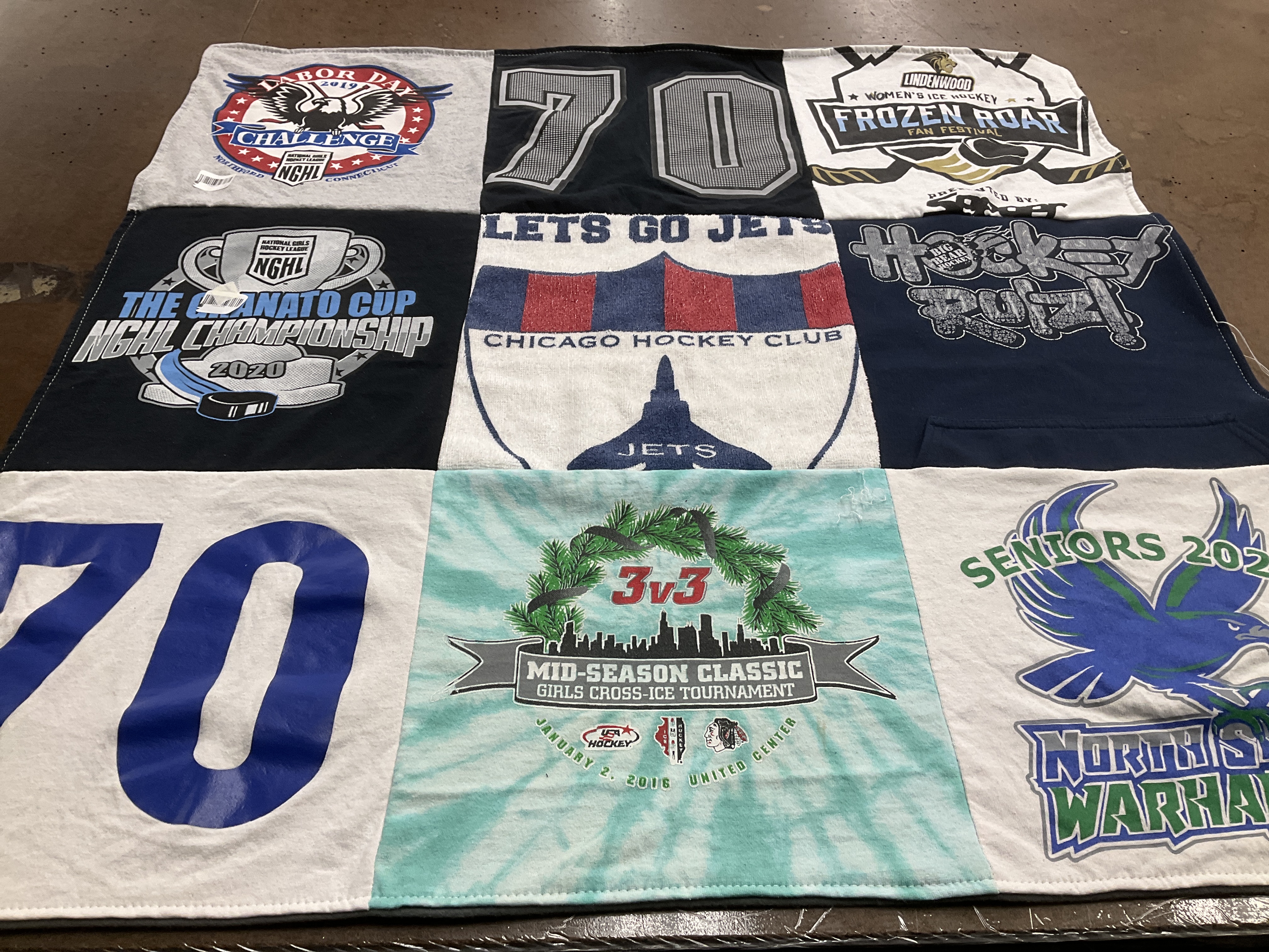 T-shirt quilt featuring chicago jets by Kim from IL