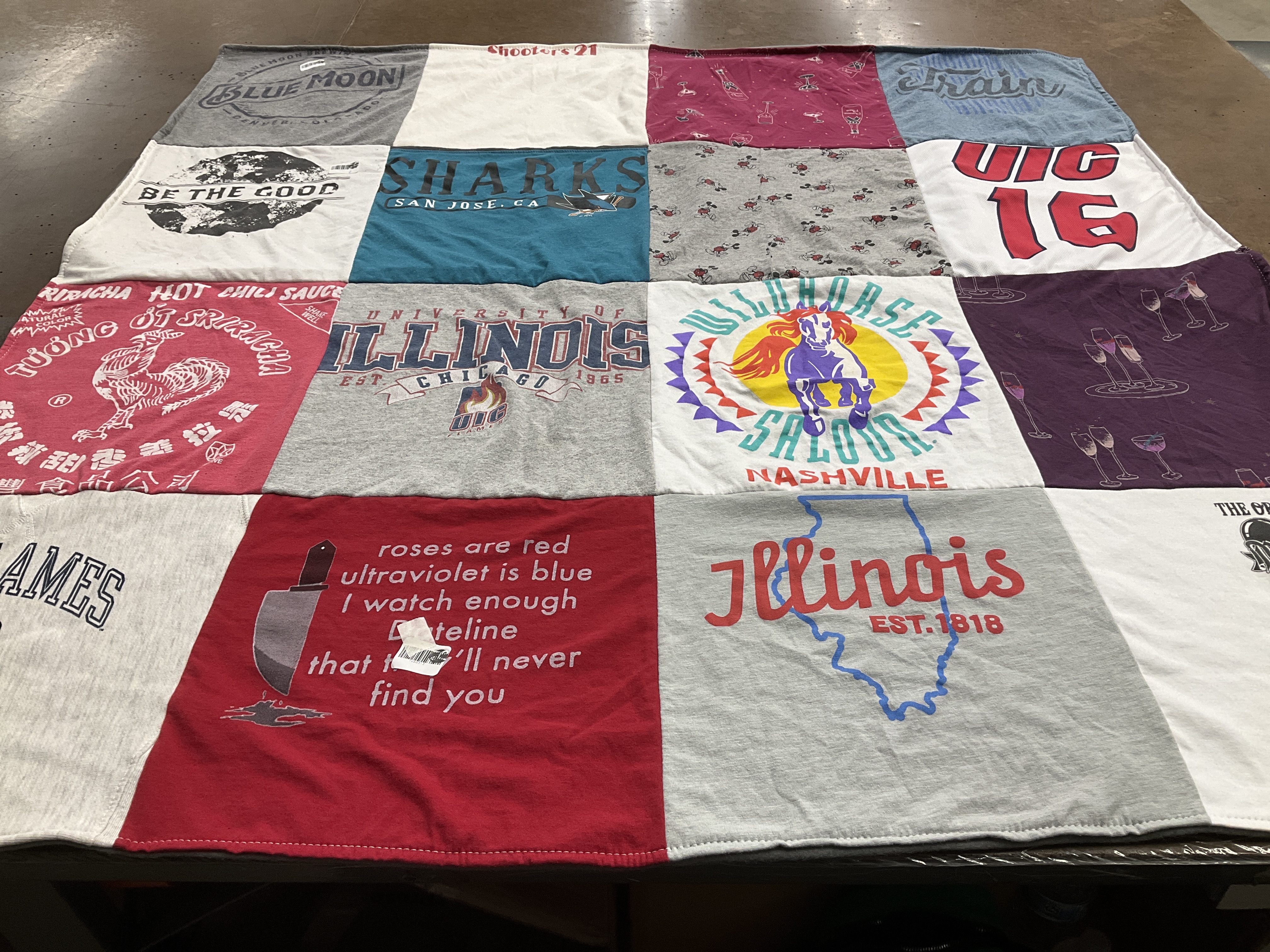 T-shirt quilt featuring san jose sharks by Kelcie from AZ