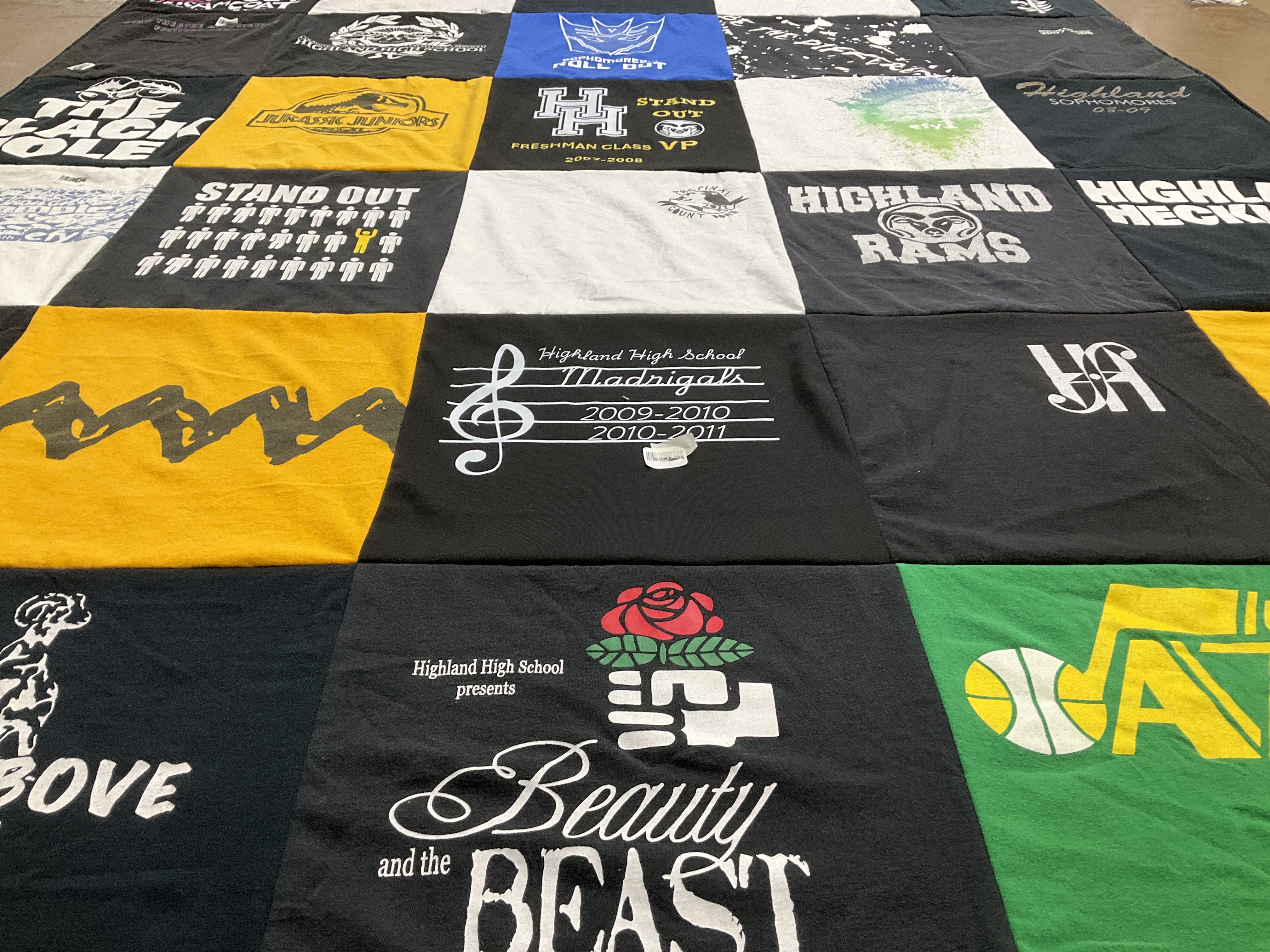 T-shirt quilt featuring highland rams by REBECCA from UT