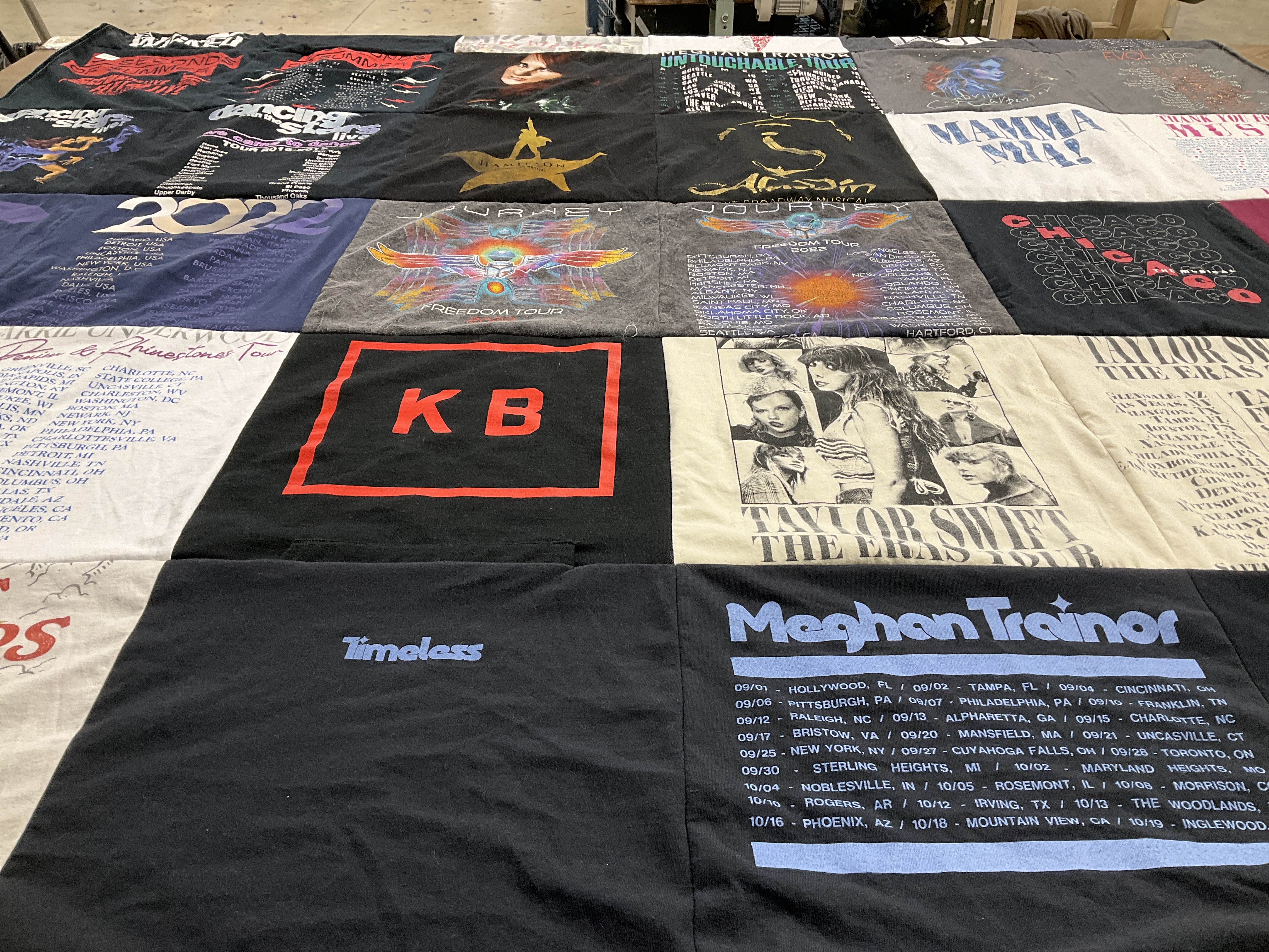 T-shirt quilt with music, concerts themes by Amber from GA