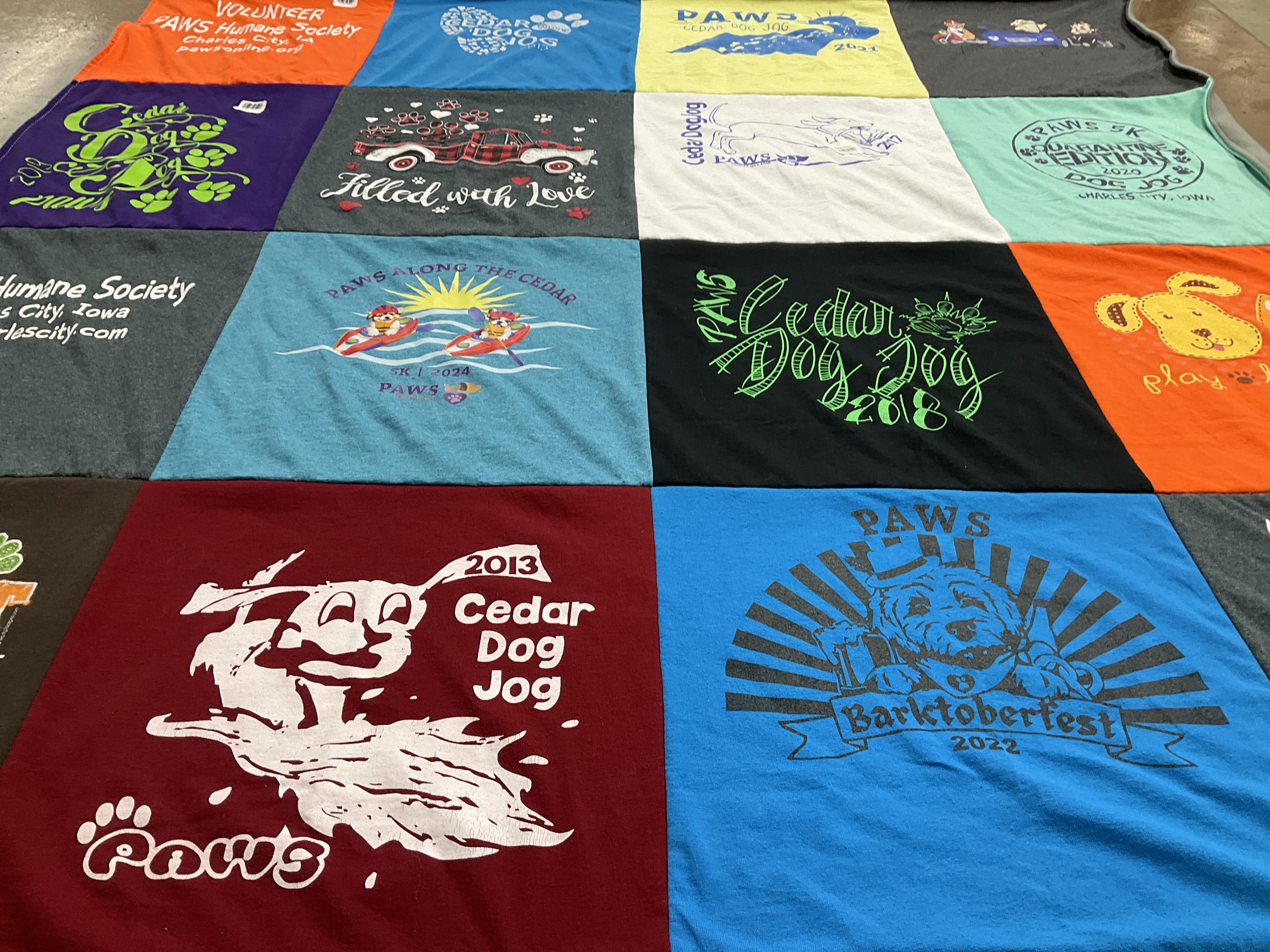 T-shirt quilt with animal welfare, community service themes by Holly from IA