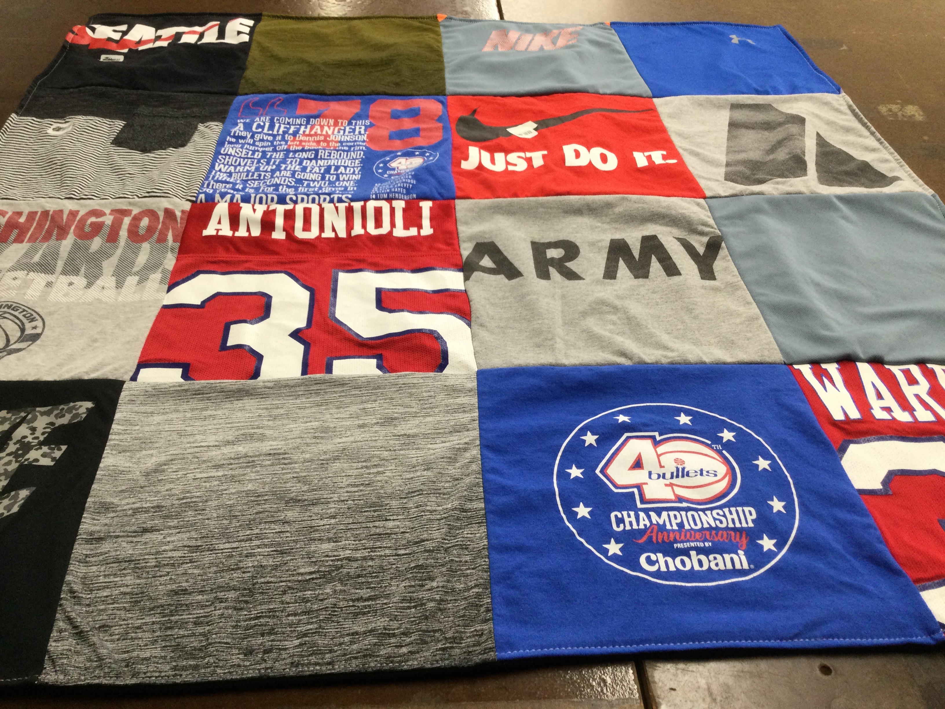 T-shirt quilt featuring bullets by Sharon from MD