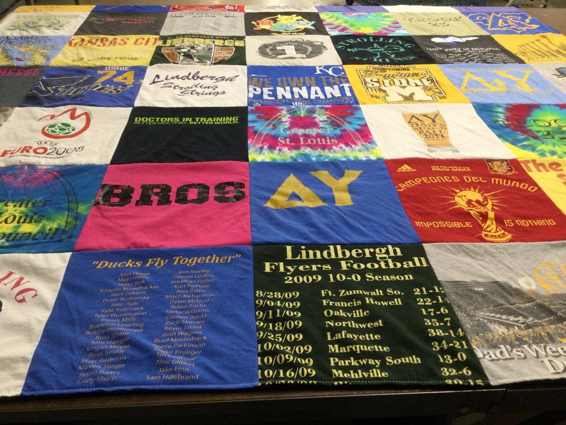 T-shirt quilt featuring lindbergh flyers football by KATHRYN ELIZABETH from MO