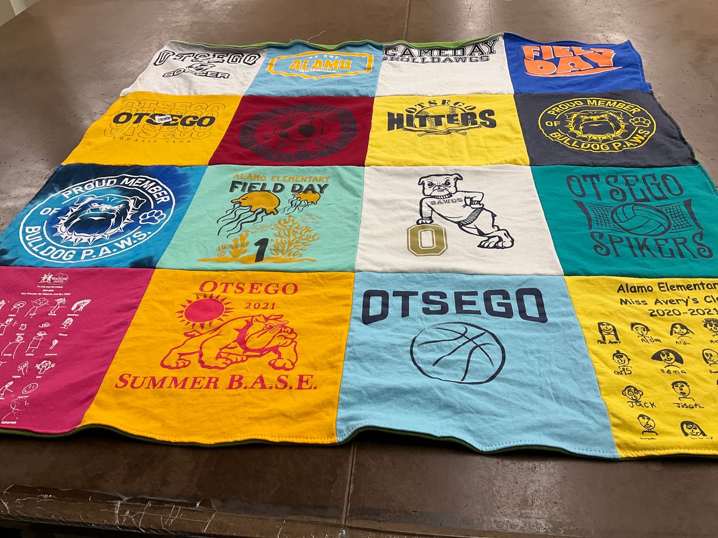 T-shirt quilt from otego high school, alamo elementary school by Megan from MI