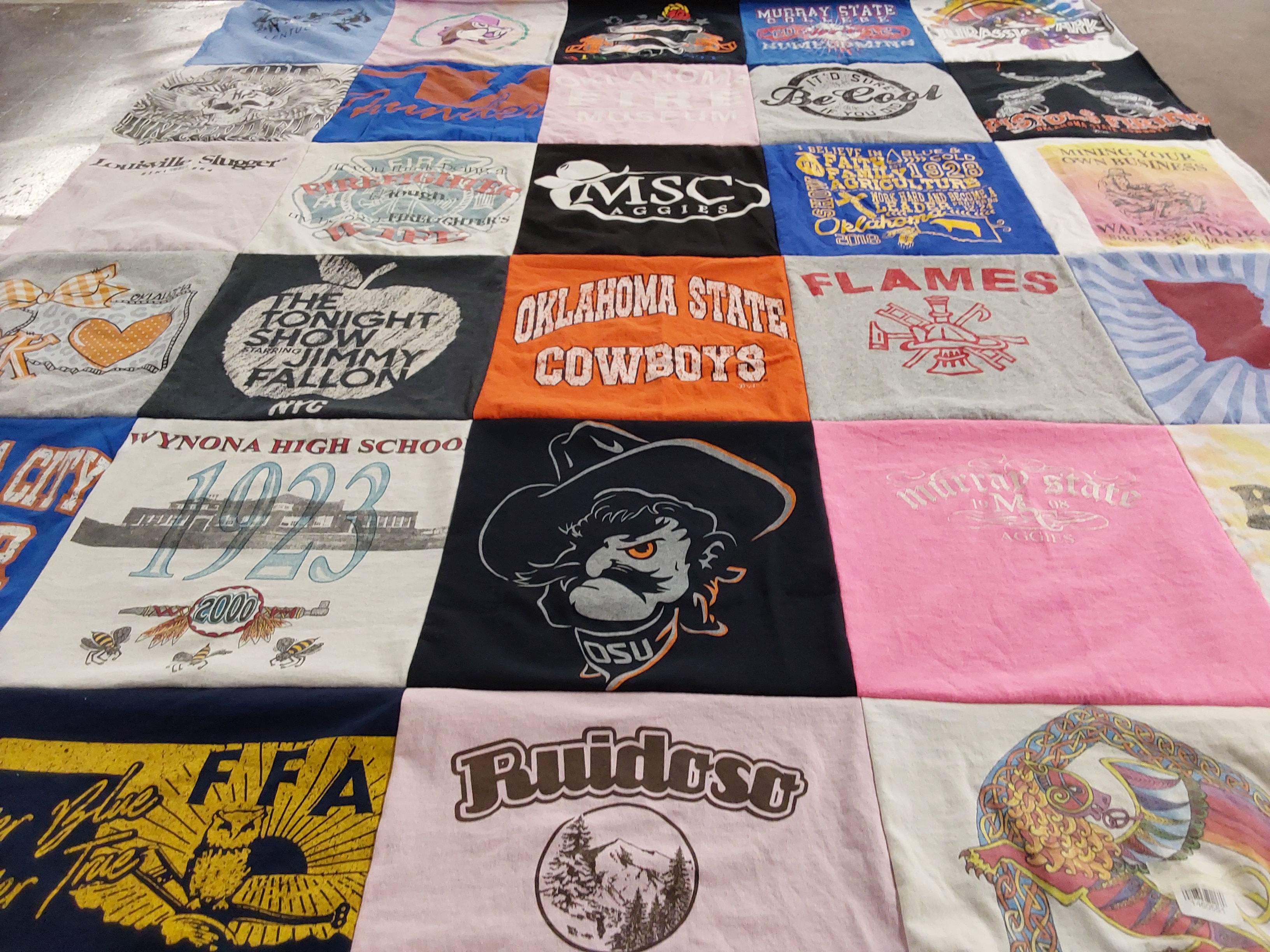 T-shirt quilt featuring oklahoma state cowboys by Dyan from OK