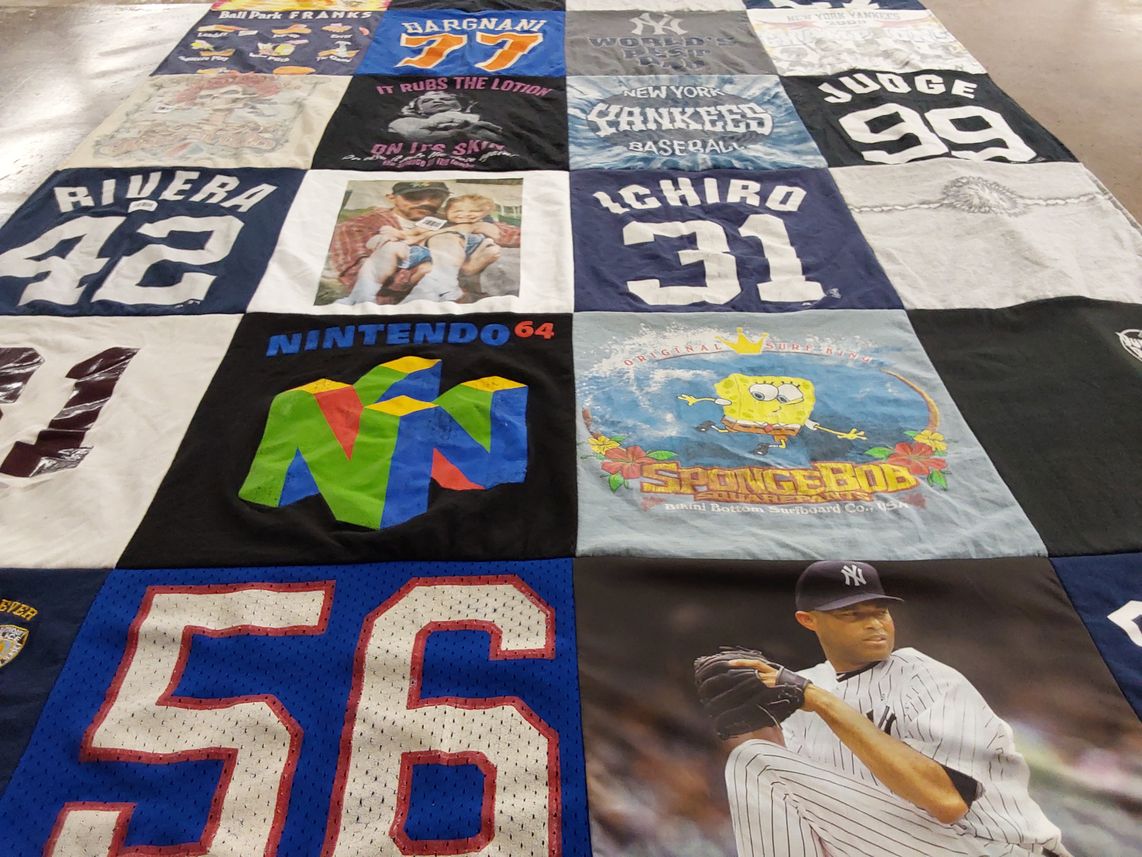 T-shirt quilt featuring new york yankees by Geralyn from NY