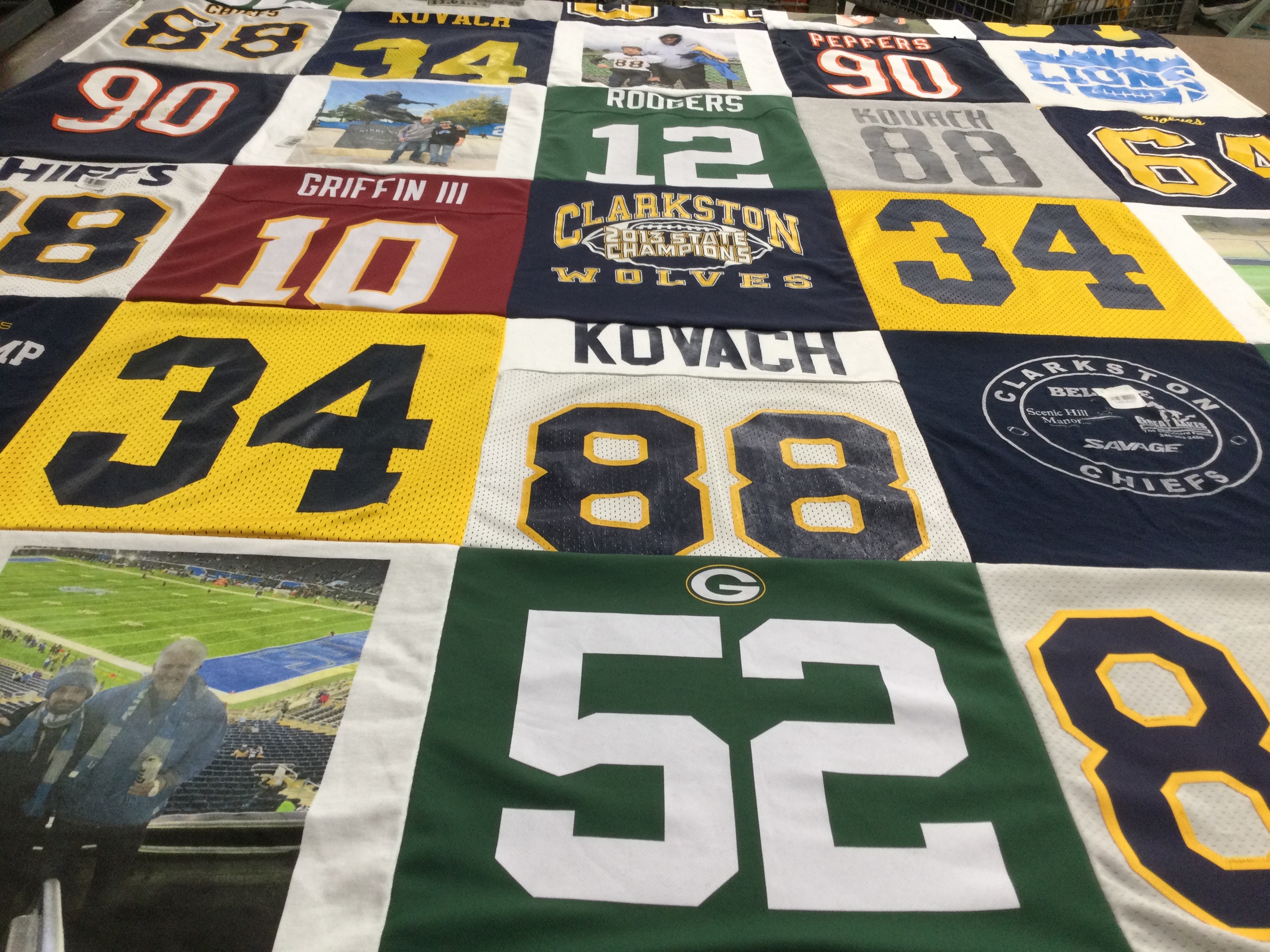 T-shirt quilt featuring clarkston wolves by Shelly from MI