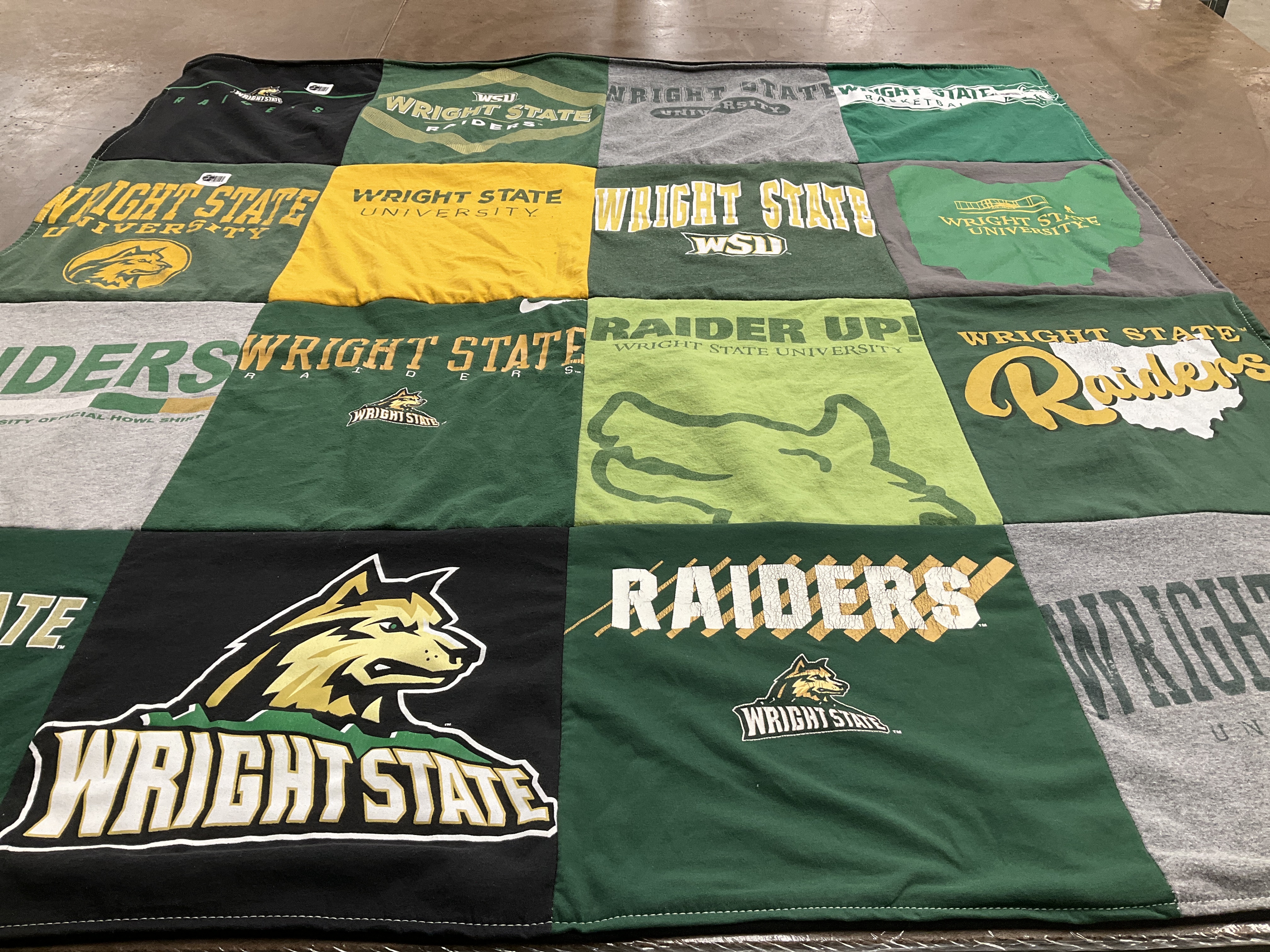 T-shirt quilt featuring wright state raiders by Katy from OH