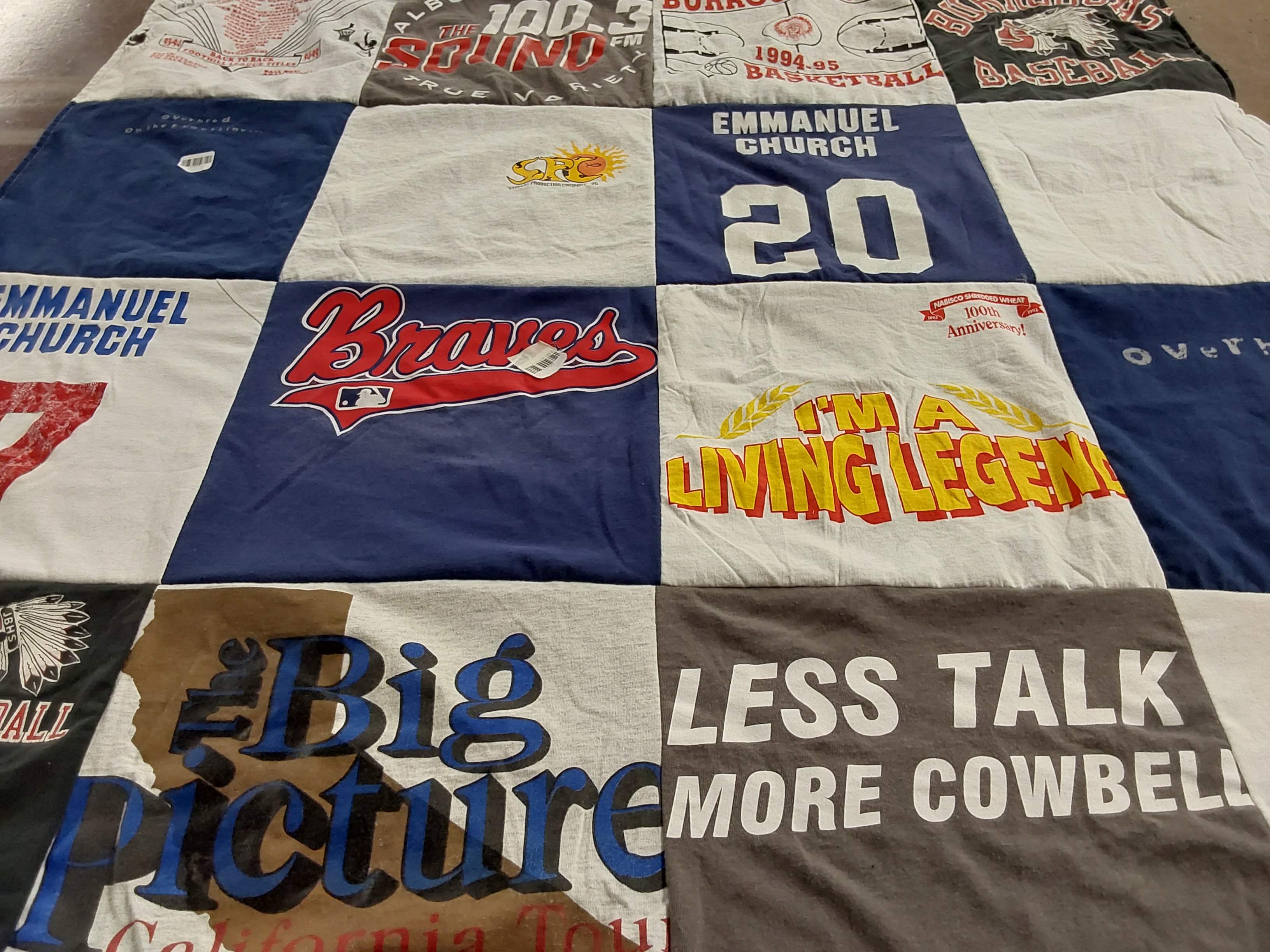 T-shirt quilt featuring braves baseball by Barbara from OR