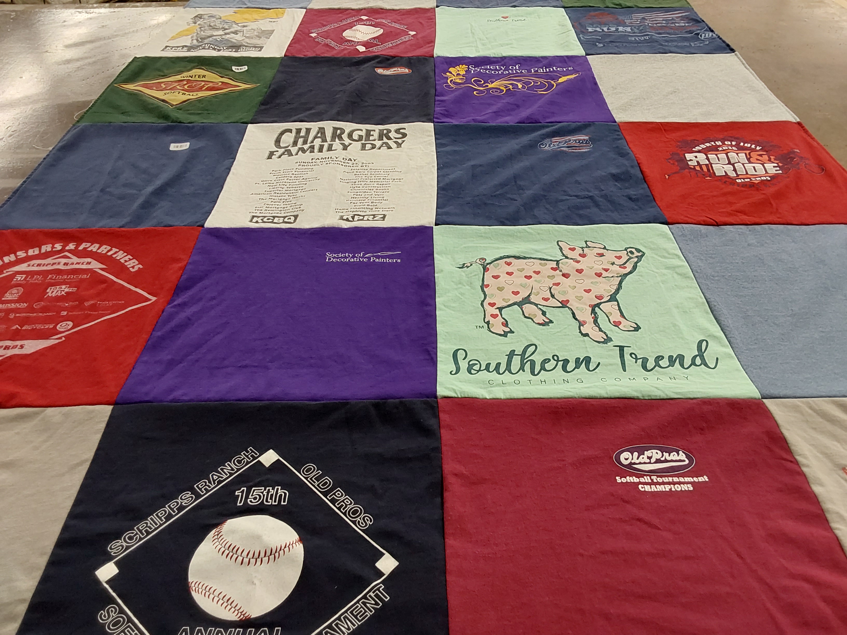 T-shirt quilt with softball, painting themes by CARRIE from UT