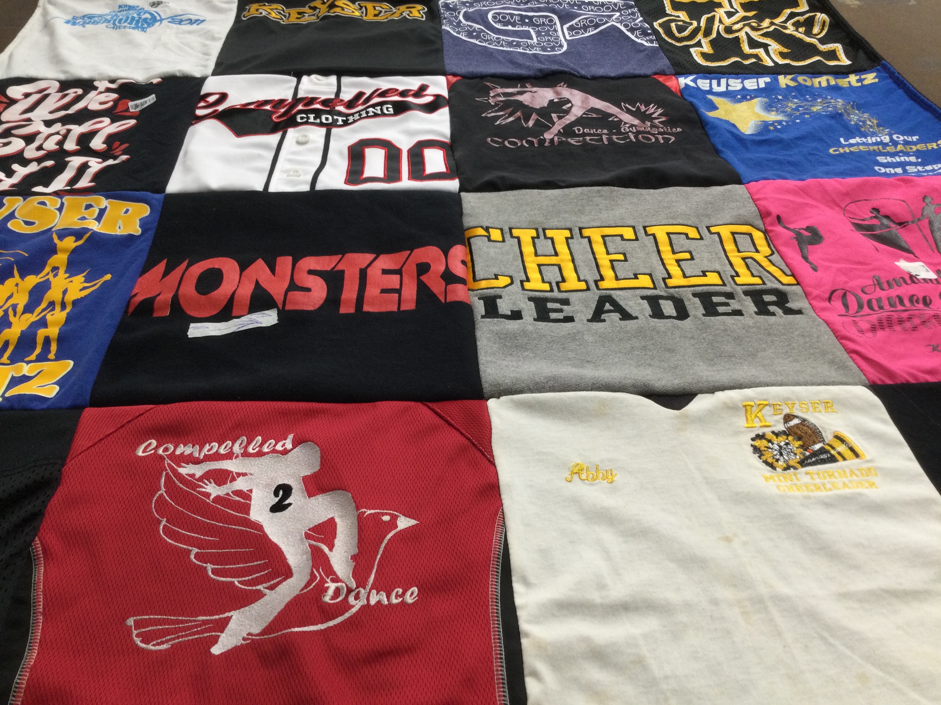 T-shirt quilt featuring keyser high school cheerleaders by Mary from WV