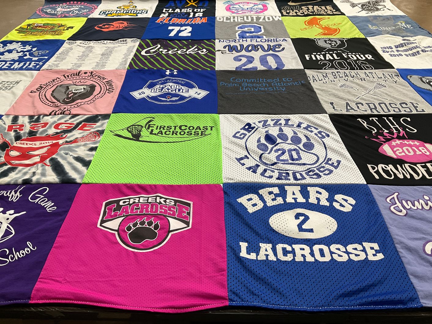 T-shirt quilt featuring creeks lacrosse, grizzlies lacrosse by Christine from FL
