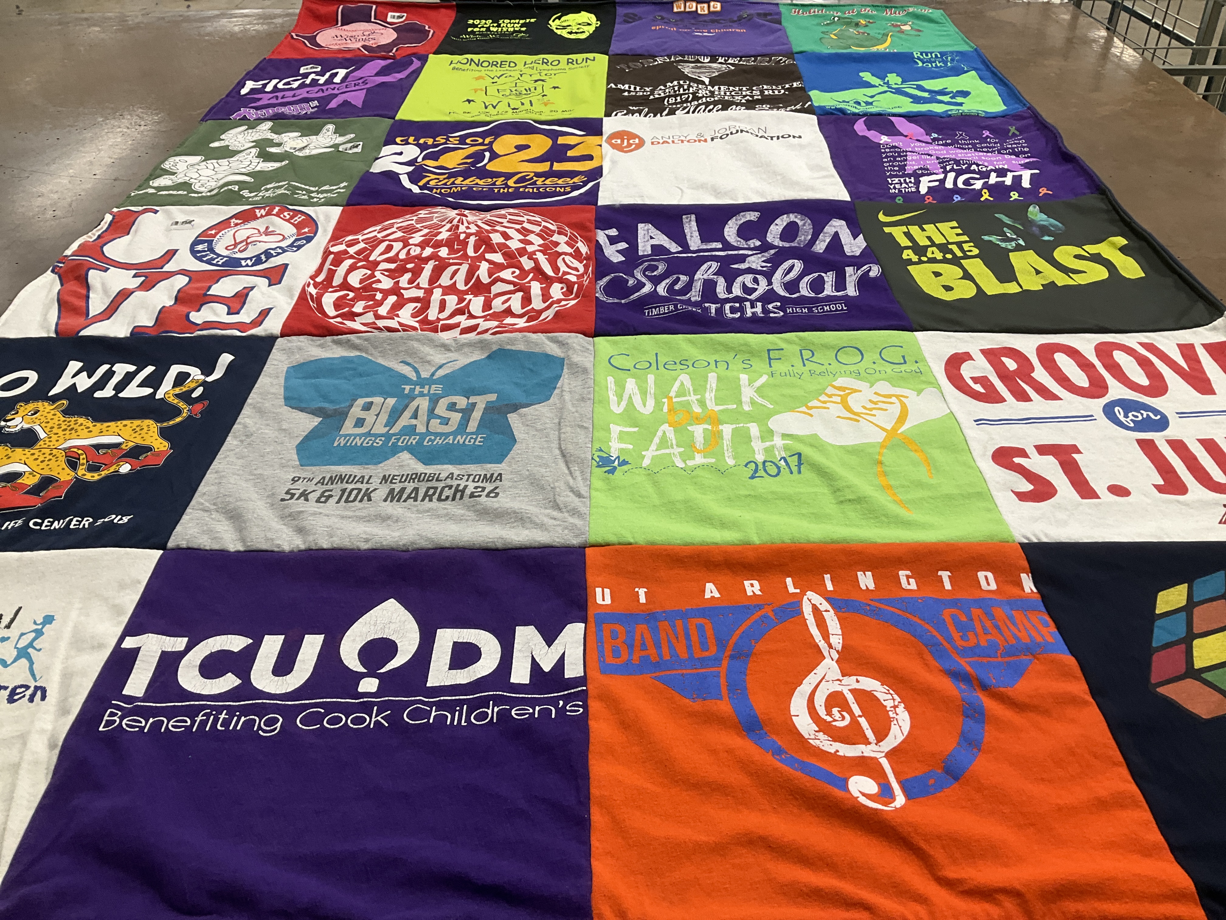 T-shirt quilt from timber creek high school, ut arlington by Al from TX