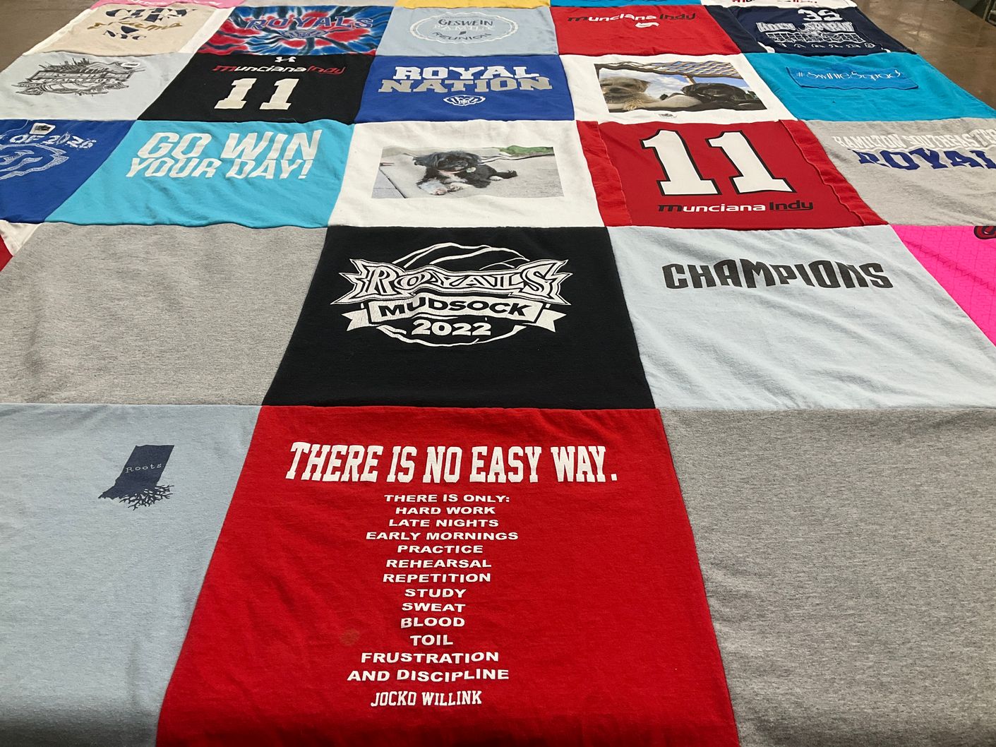 T-shirt quilt featuring marion university by Shalon from IN