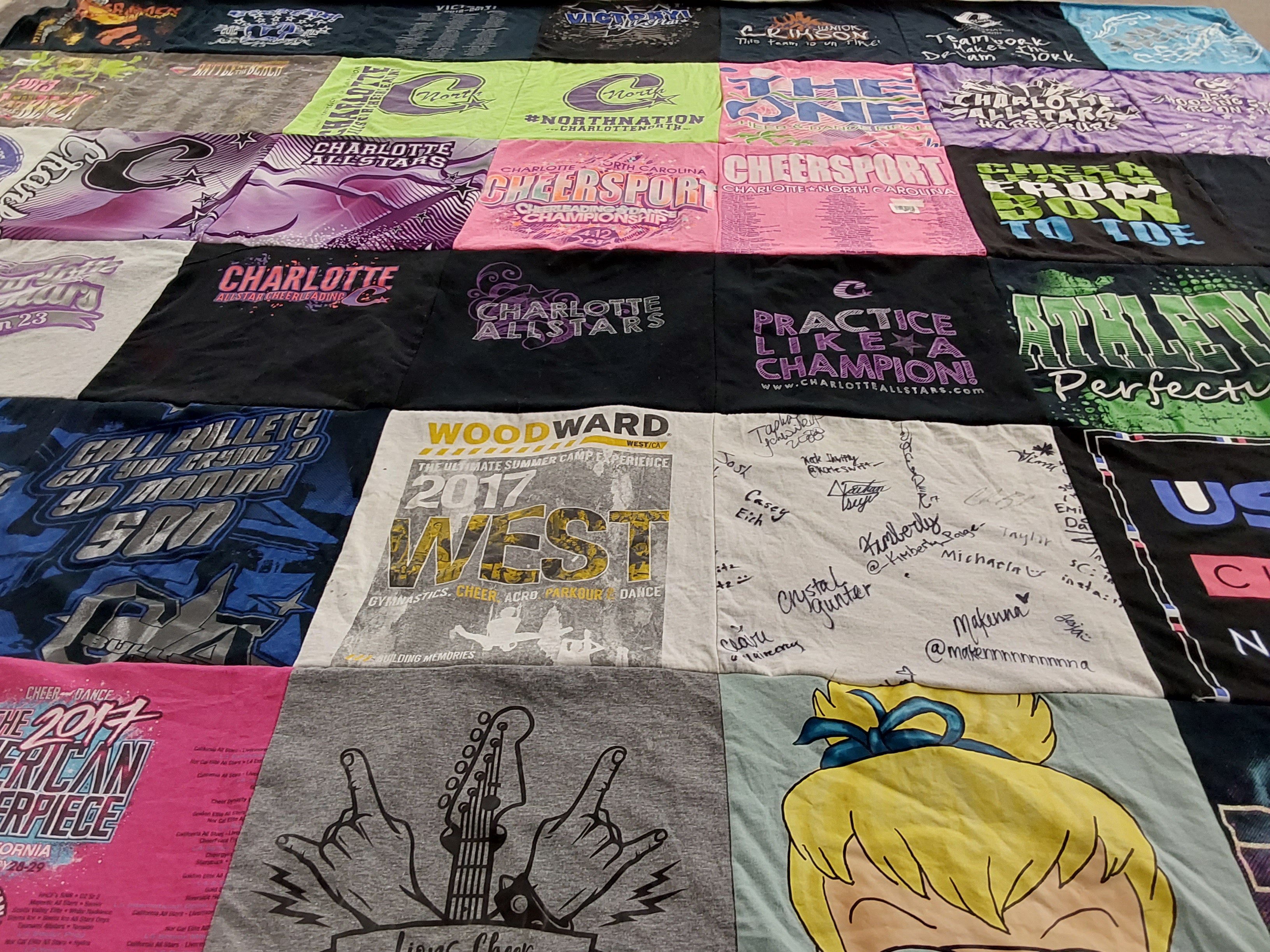 T-shirt quilt from charlotte cheerleading by Cynthia from AL