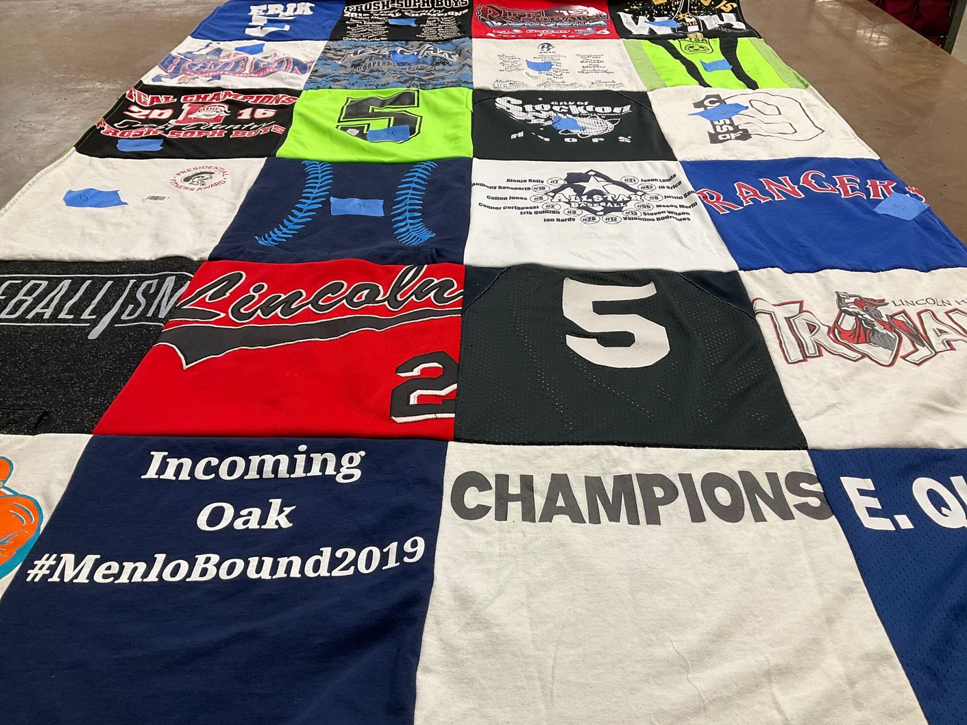 T-shirt quilt featuring lincoln high school trojans by Heather from CA