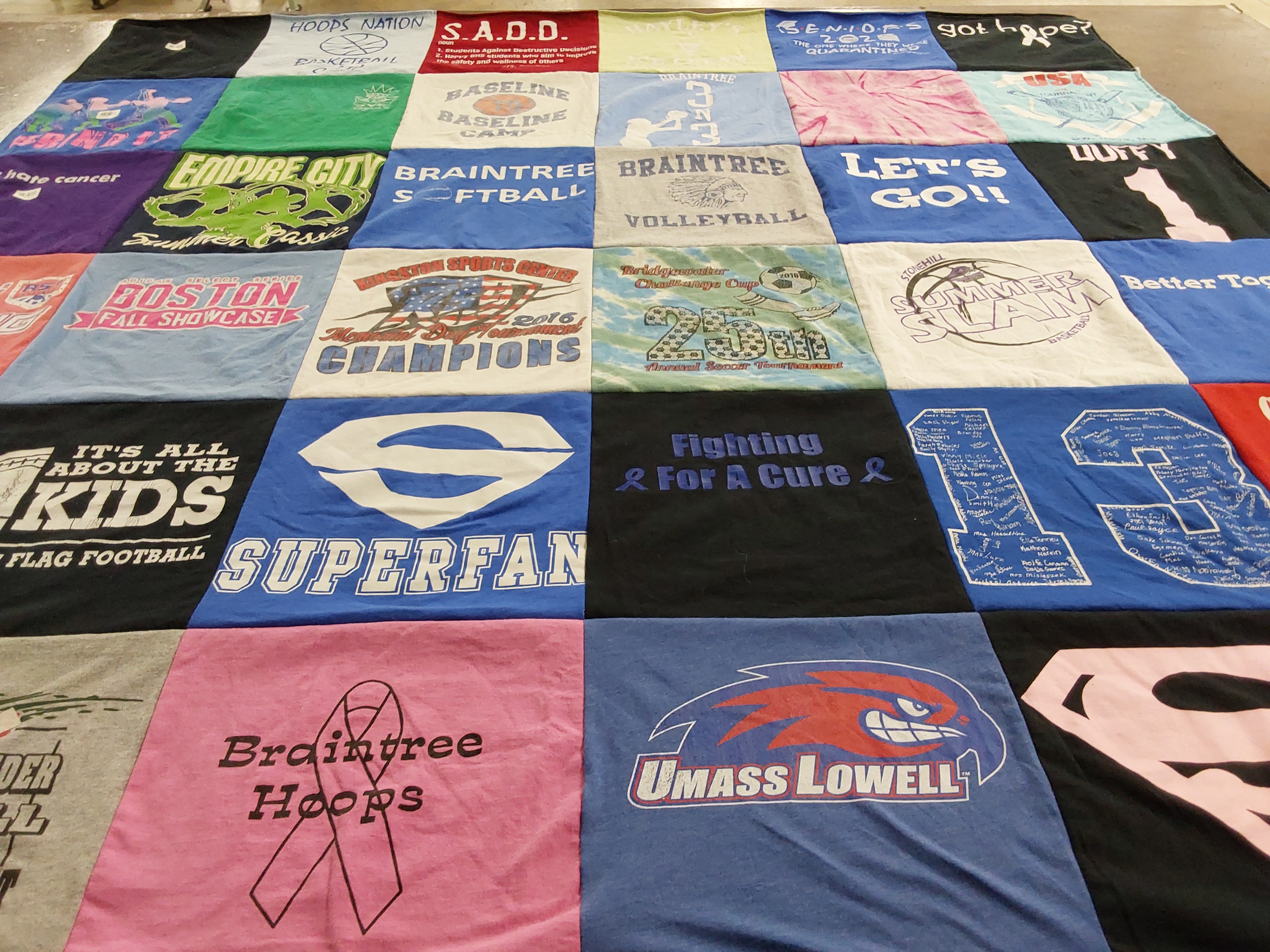 T-shirt quilt featuring braintree high school softball, braintree high school volleyball by Rachel from MA