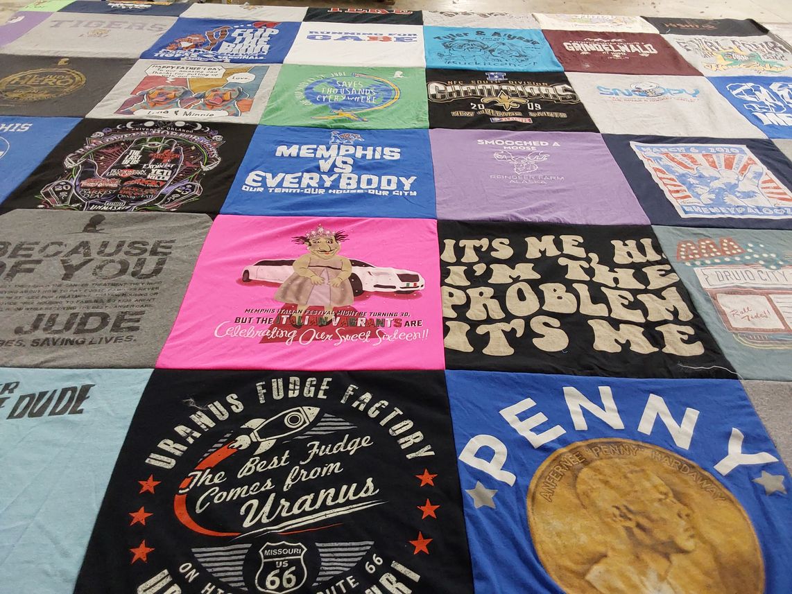T-shirt quilt with cooking, festivals themes by Michelle from TN