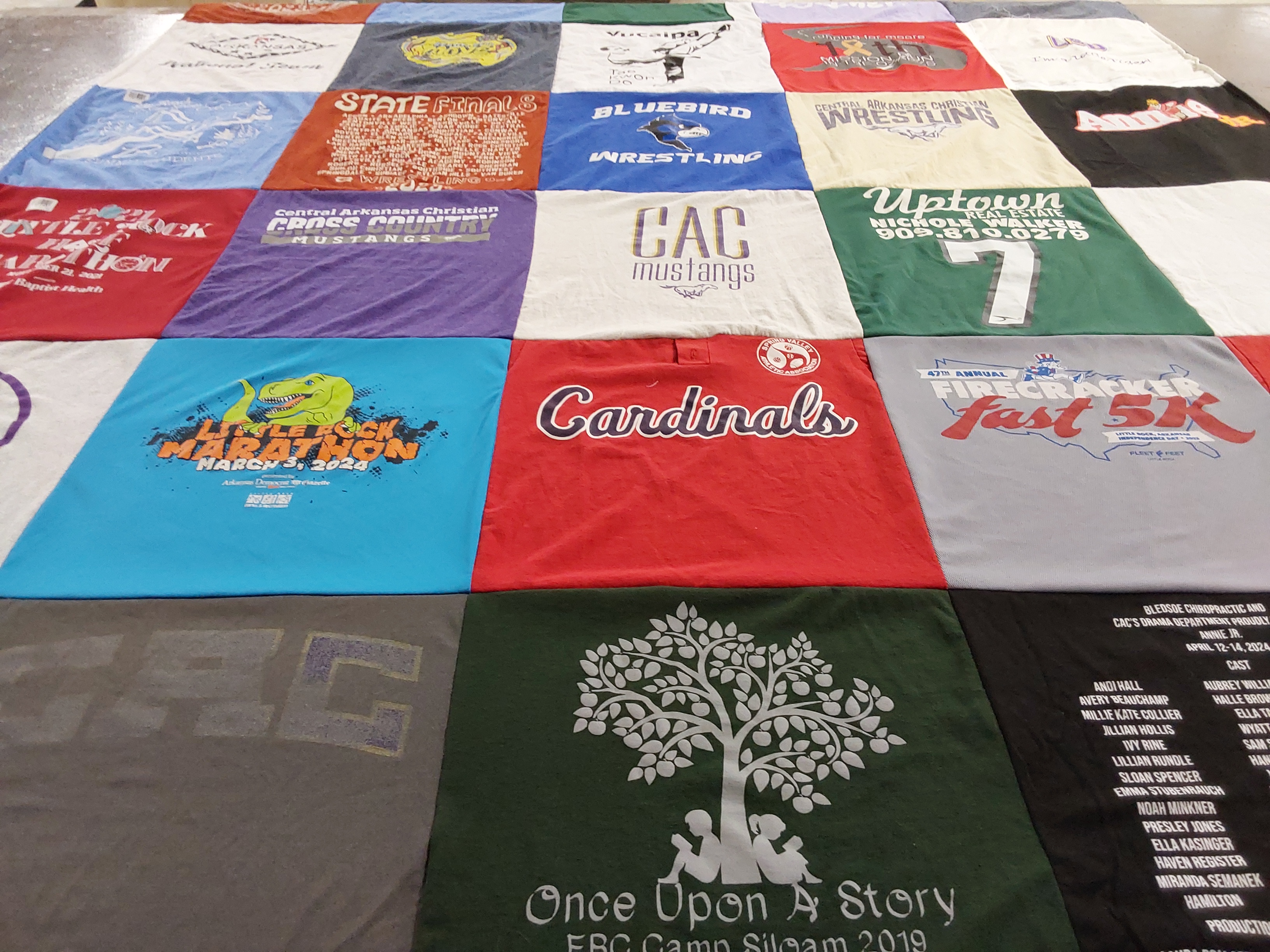 T-shirt quilt featuring mustangs, cardinals by Sam from AR