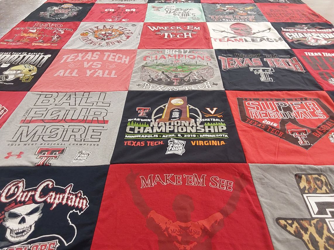 T-shirt quilt featuring texas tech university basketball, texas tech university baseball by Jennifer from TX