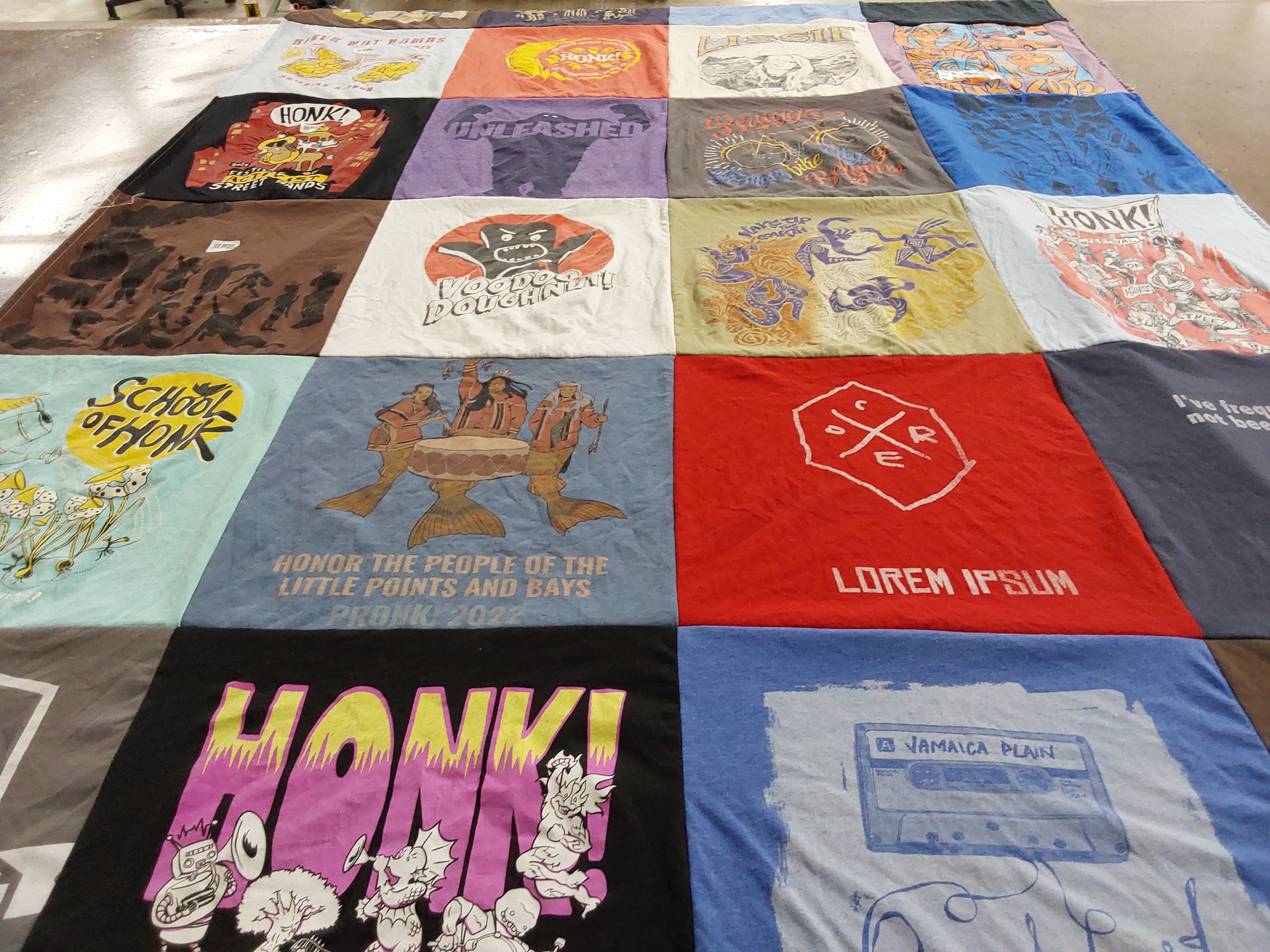 T-shirt quilt with music, art themes by Lynette from MA
