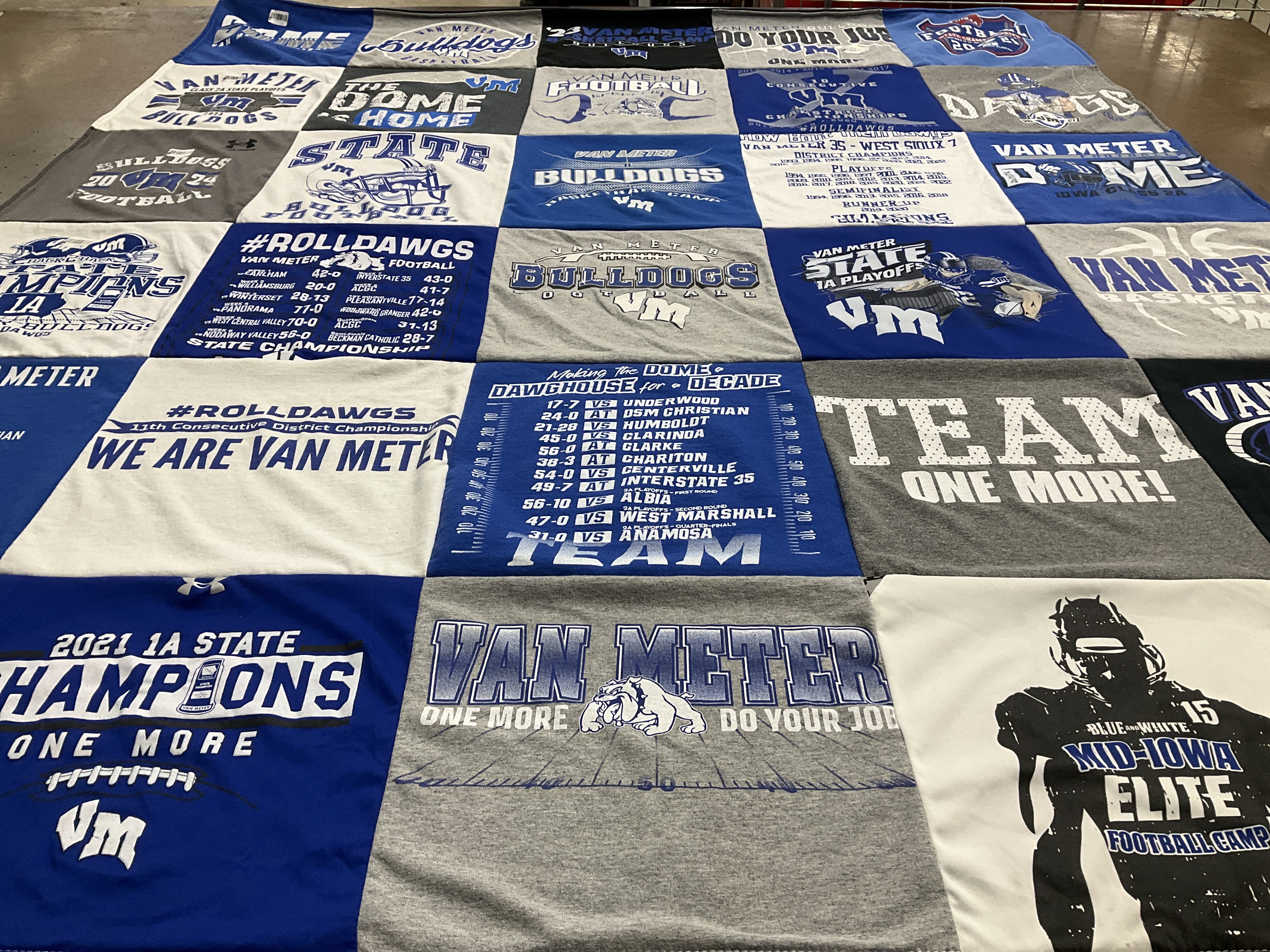 T-shirt quilt featuring van meter high school football by Leslie from IA