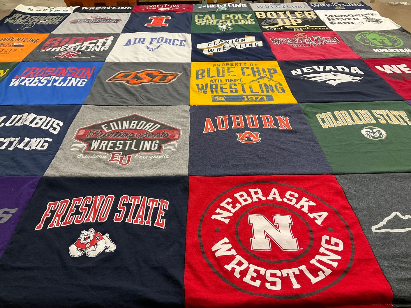 T-shirt quilt featuring nebraska wrestling, fresno state wrestling by Alejandro from NV
