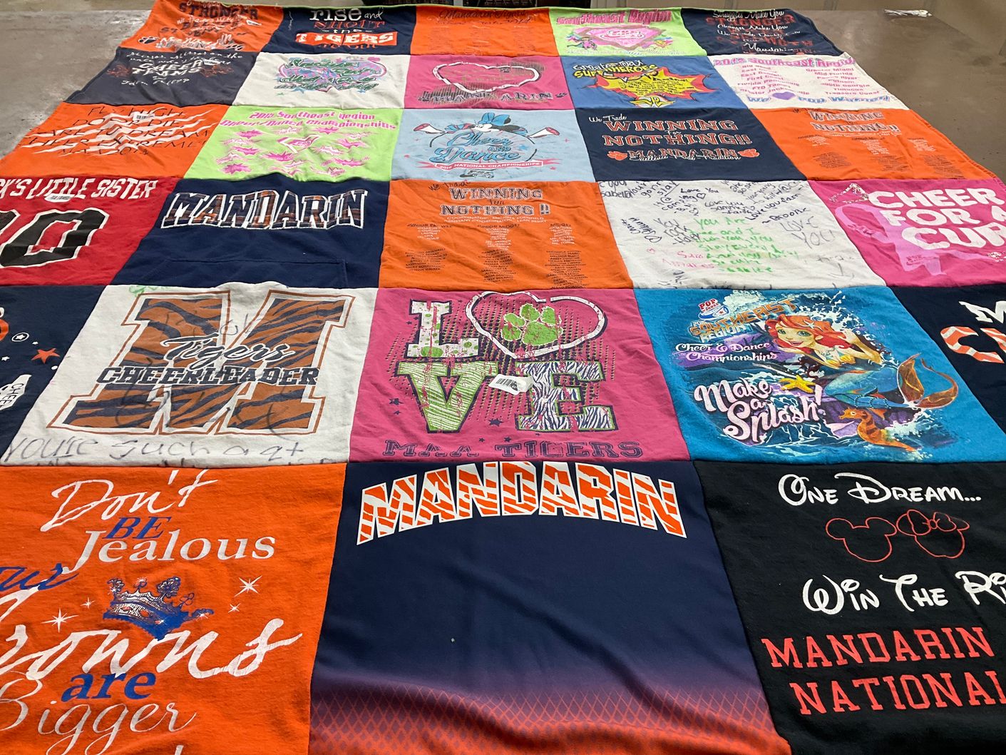 T-shirt quilt featuring mandarin tigers by Julie from FL
