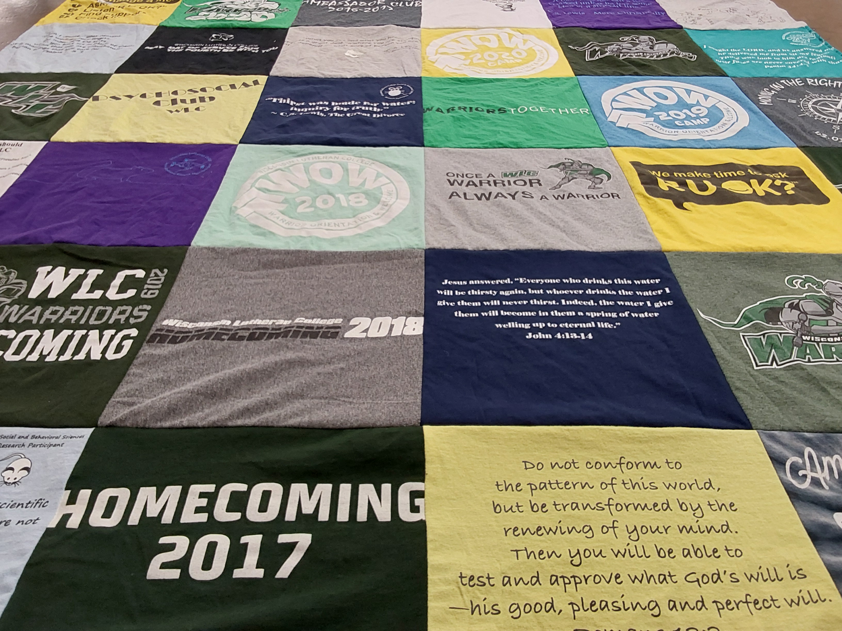 T-shirt quilt featuring warriors by Melanie from WI