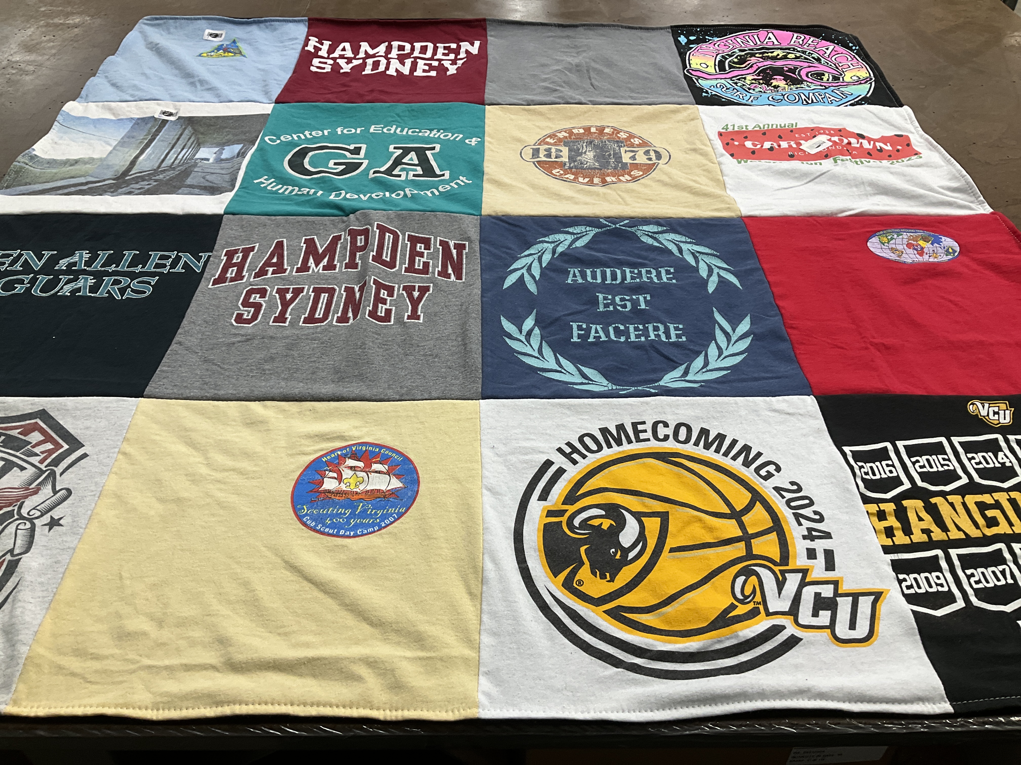 T-shirt quilt featuring virginia commonwealth university by Holly from VA