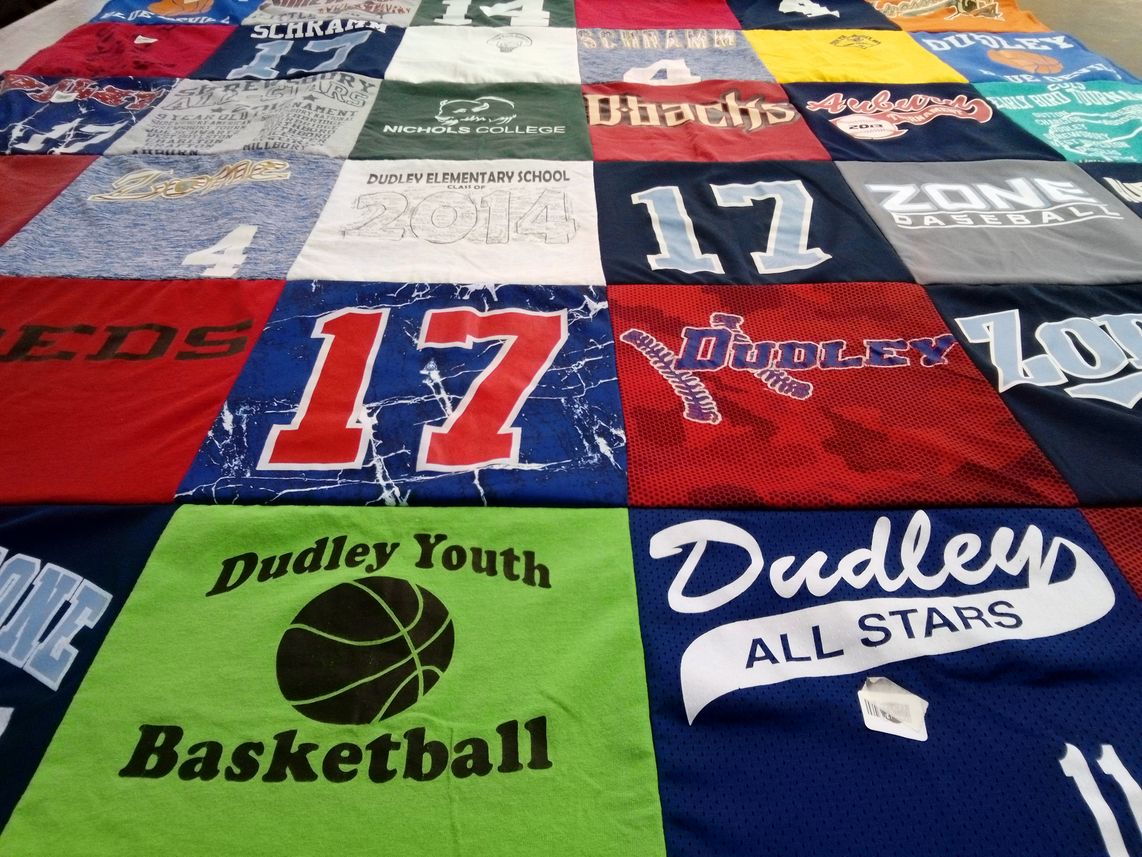 T-shirt quilt from nichols college by kathy from MA