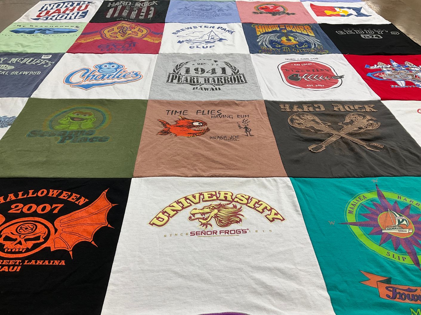 T-shirt quilt from university senor frogs by Arthur from MA
