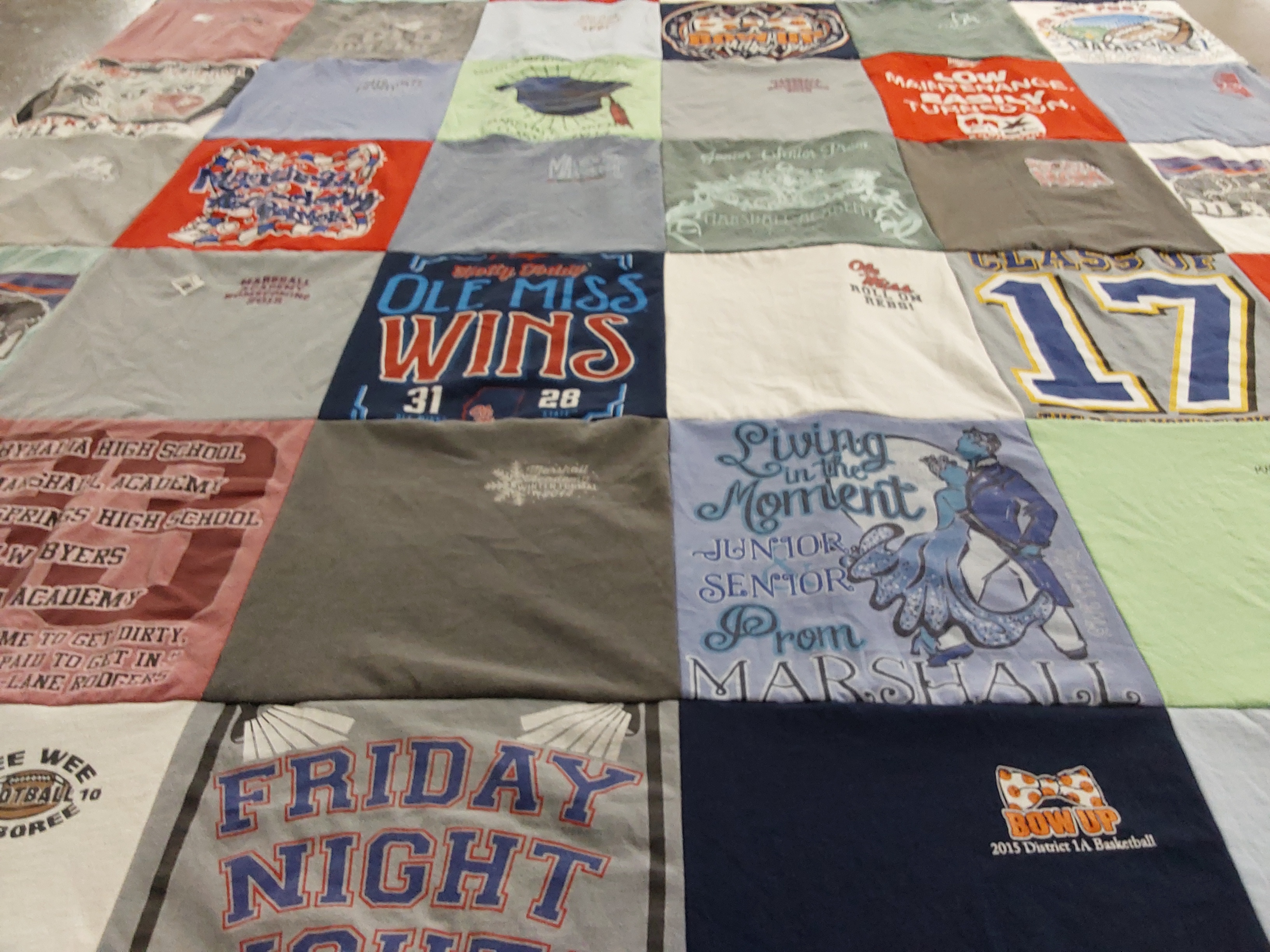 T-shirt quilt from ole miss university, marshall academy by LISA from MS
