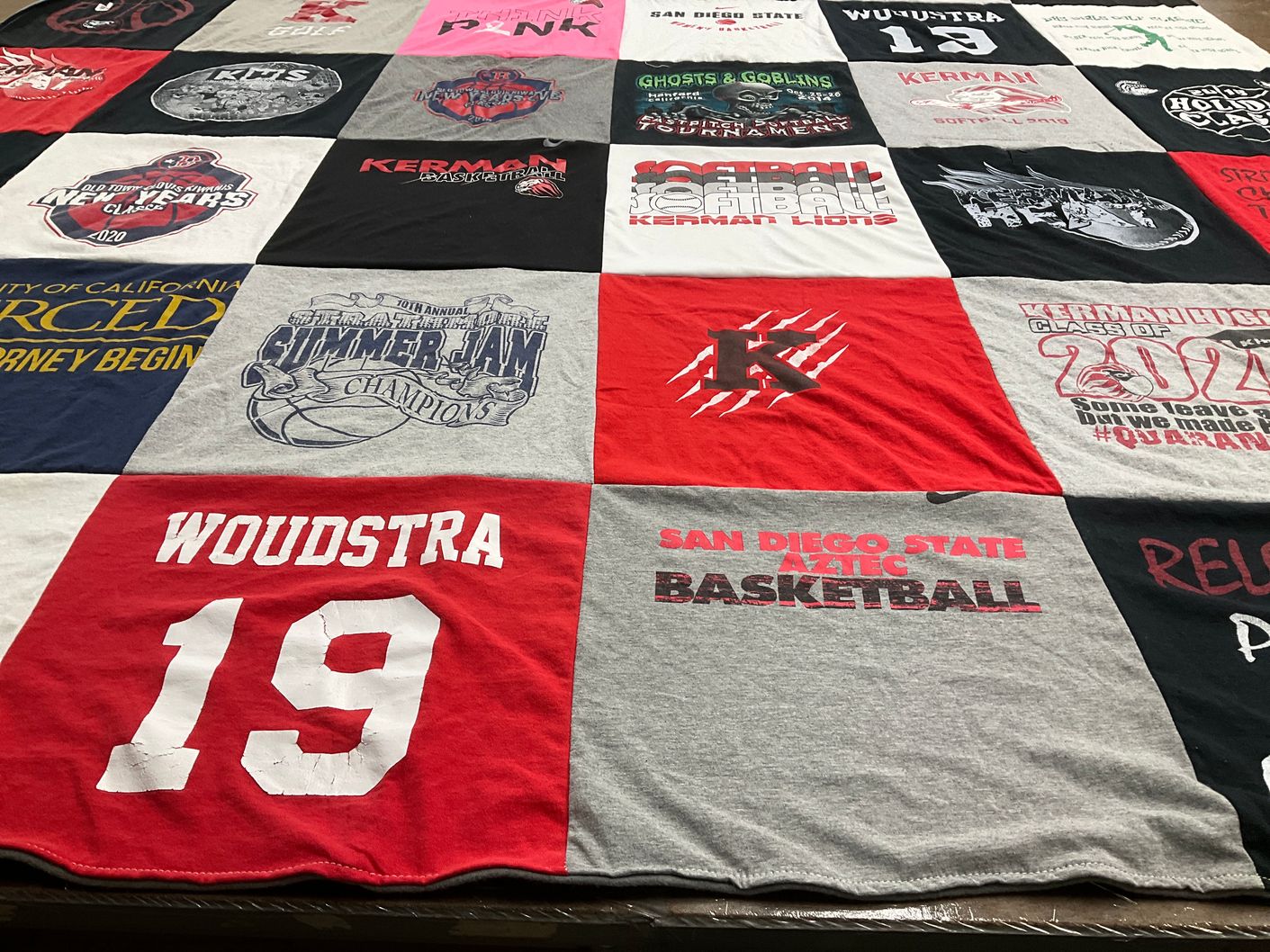 T-shirt quilt featuring kerman lions, san diego state aztec basketball by Glennda from CA