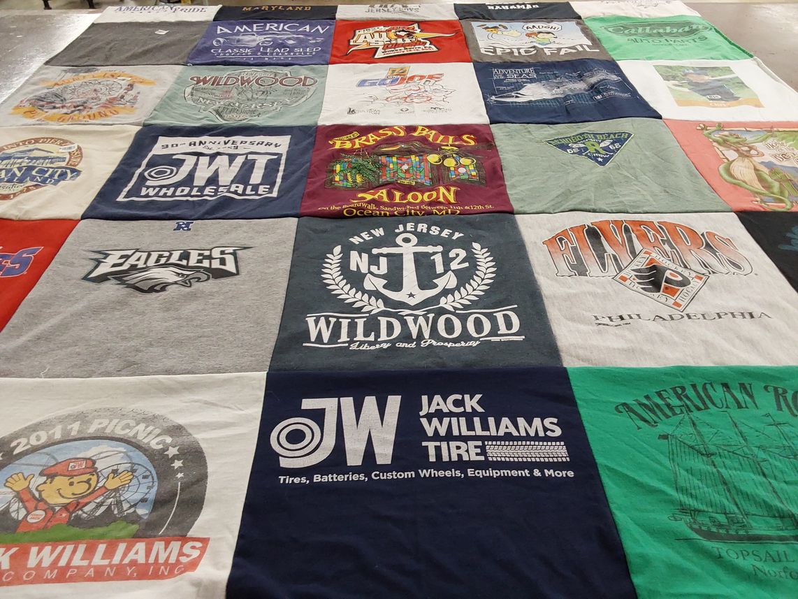 T-shirt quilt featuring eagles, flyers by Jennifer from PA