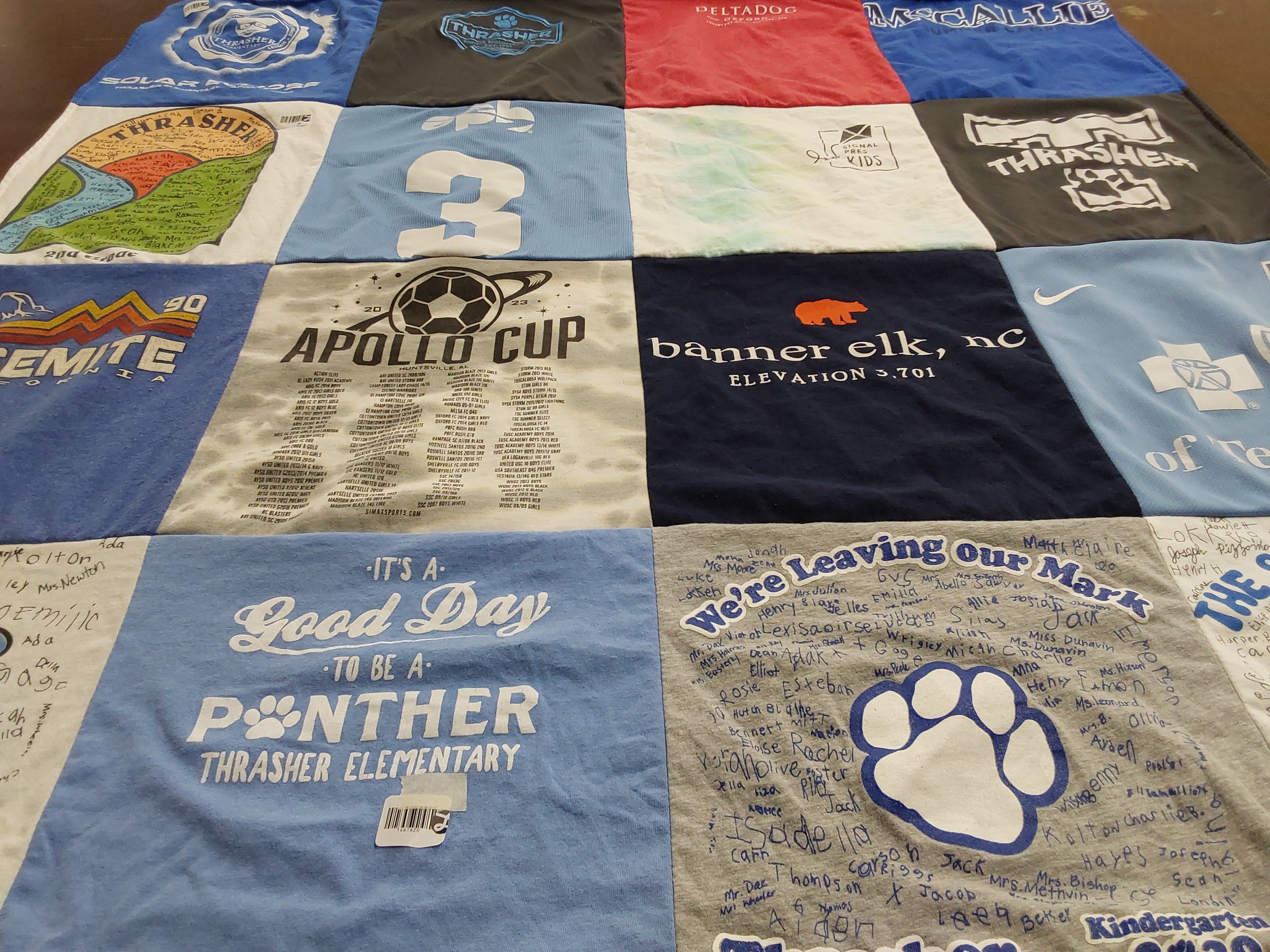 T-shirt quilt from thrasher elementary by Dorothy from TN