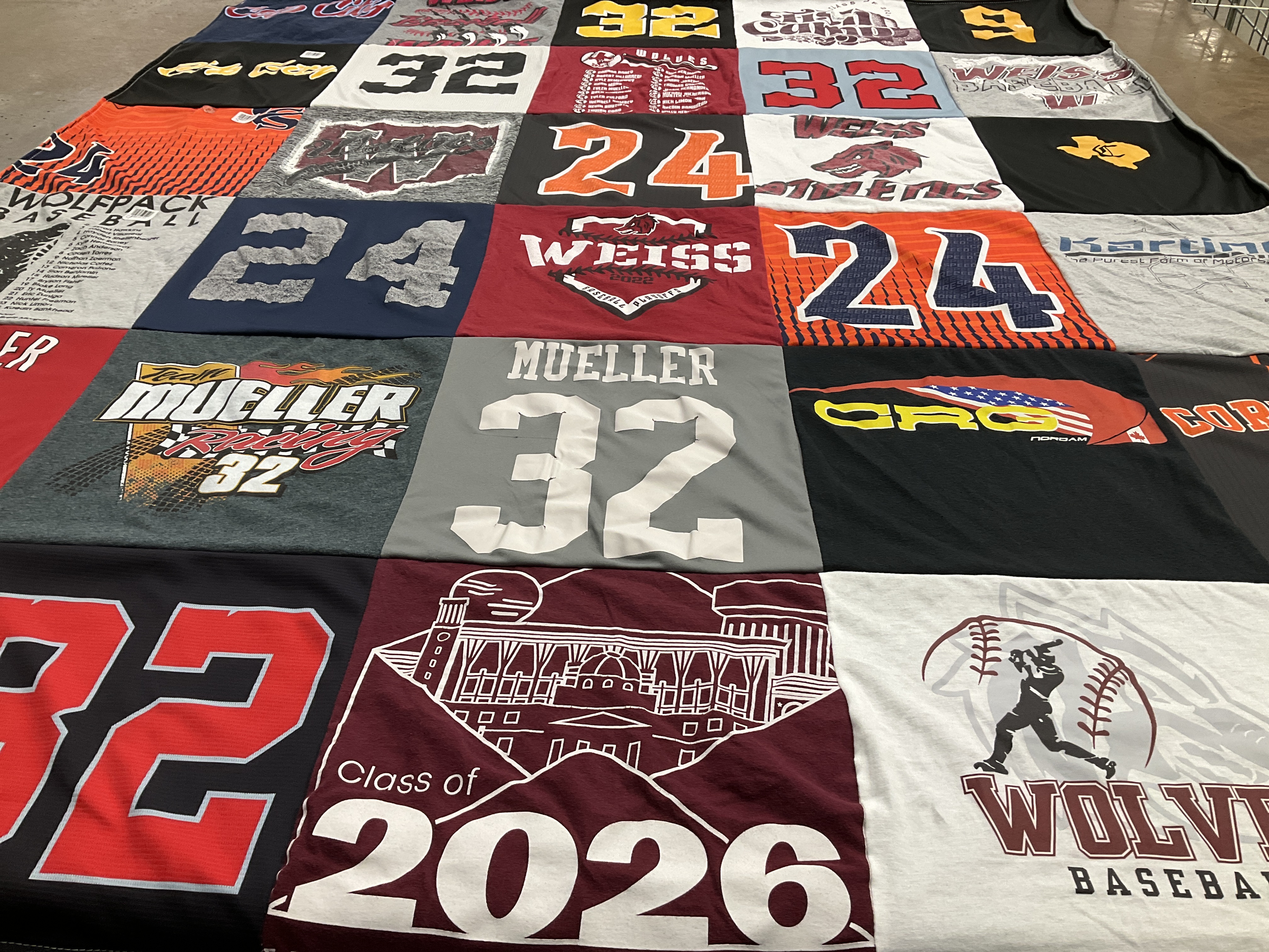 T-shirt quilt featuring wolver baseball by Tanna from TX