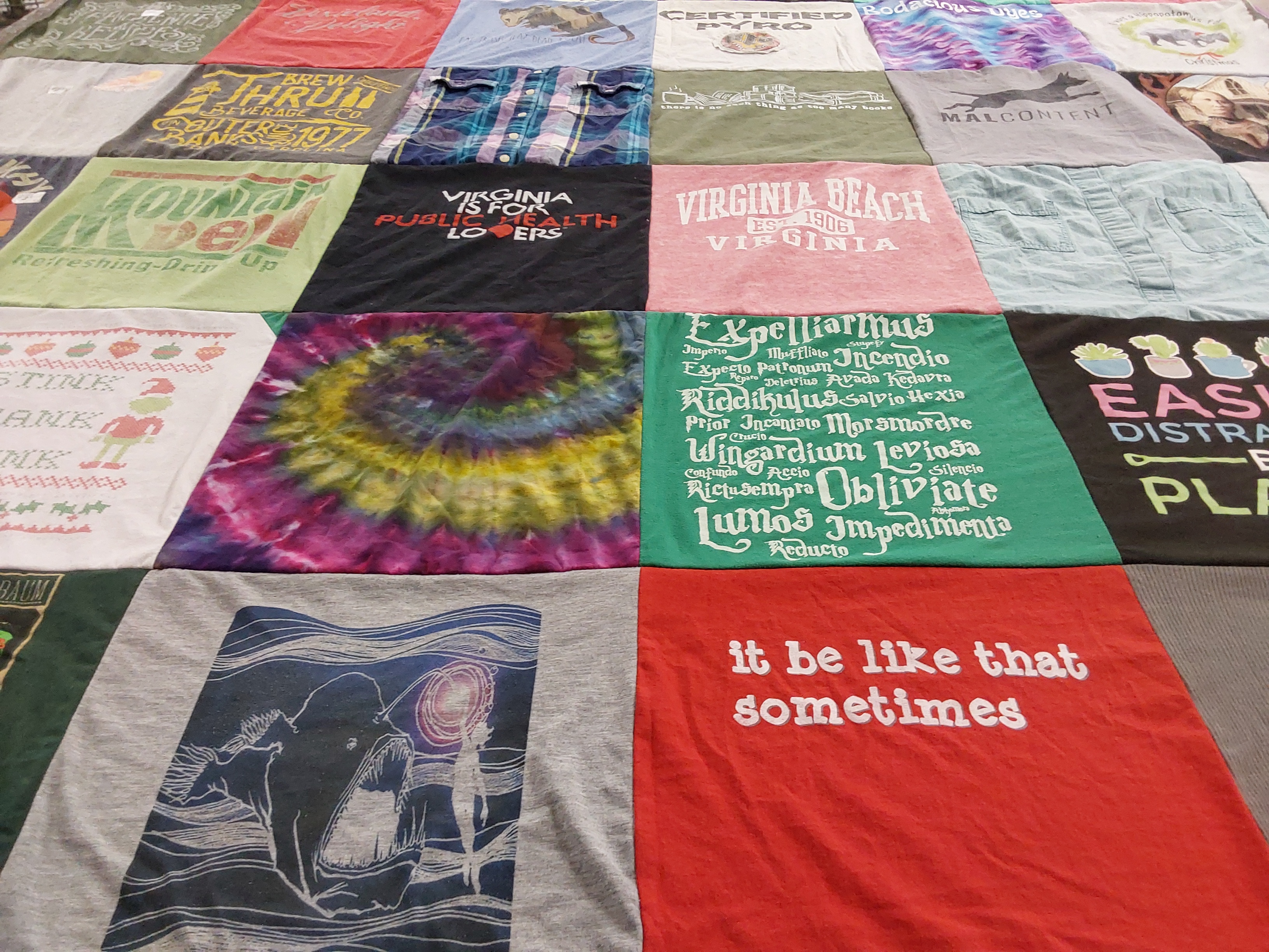 T-shirt quilt with beach, health themes by Debra from VA