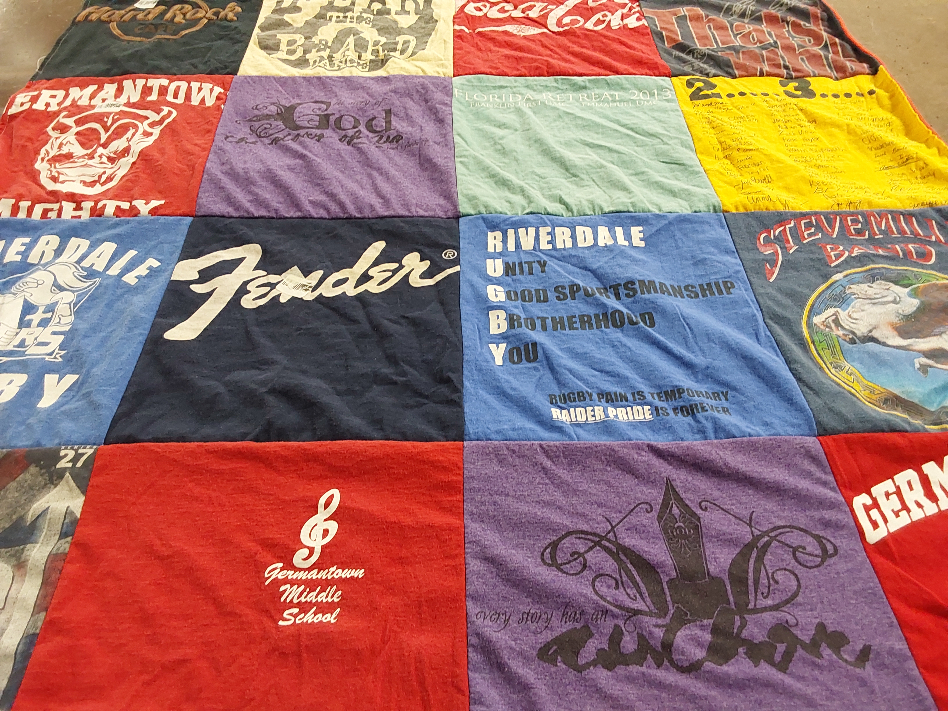T-shirt quilt featuring riverdale rugby by Robin from TN