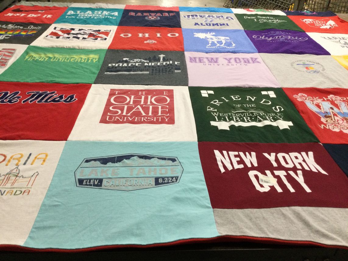 T-shirt quilt from harvard university, ohio state university by Beverly from OH