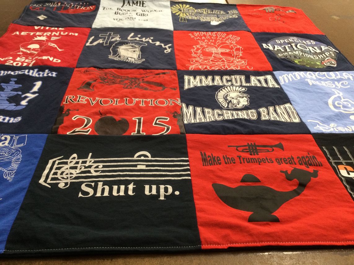 T-shirt quilt featuring immaculata marching band by Cheryl from NJ