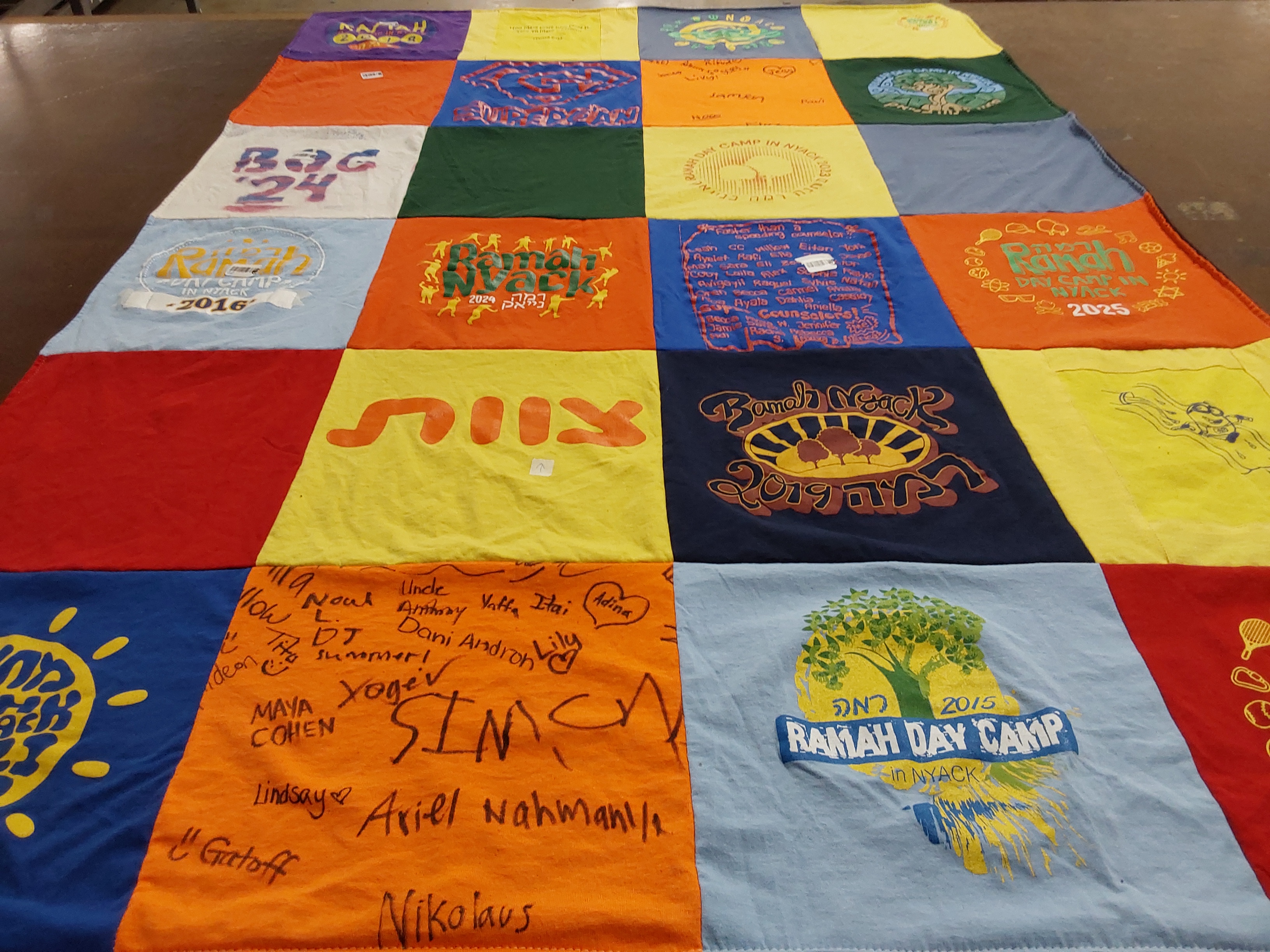 T-shirt quilt with camping, outdoor activities themes by Amy from NY