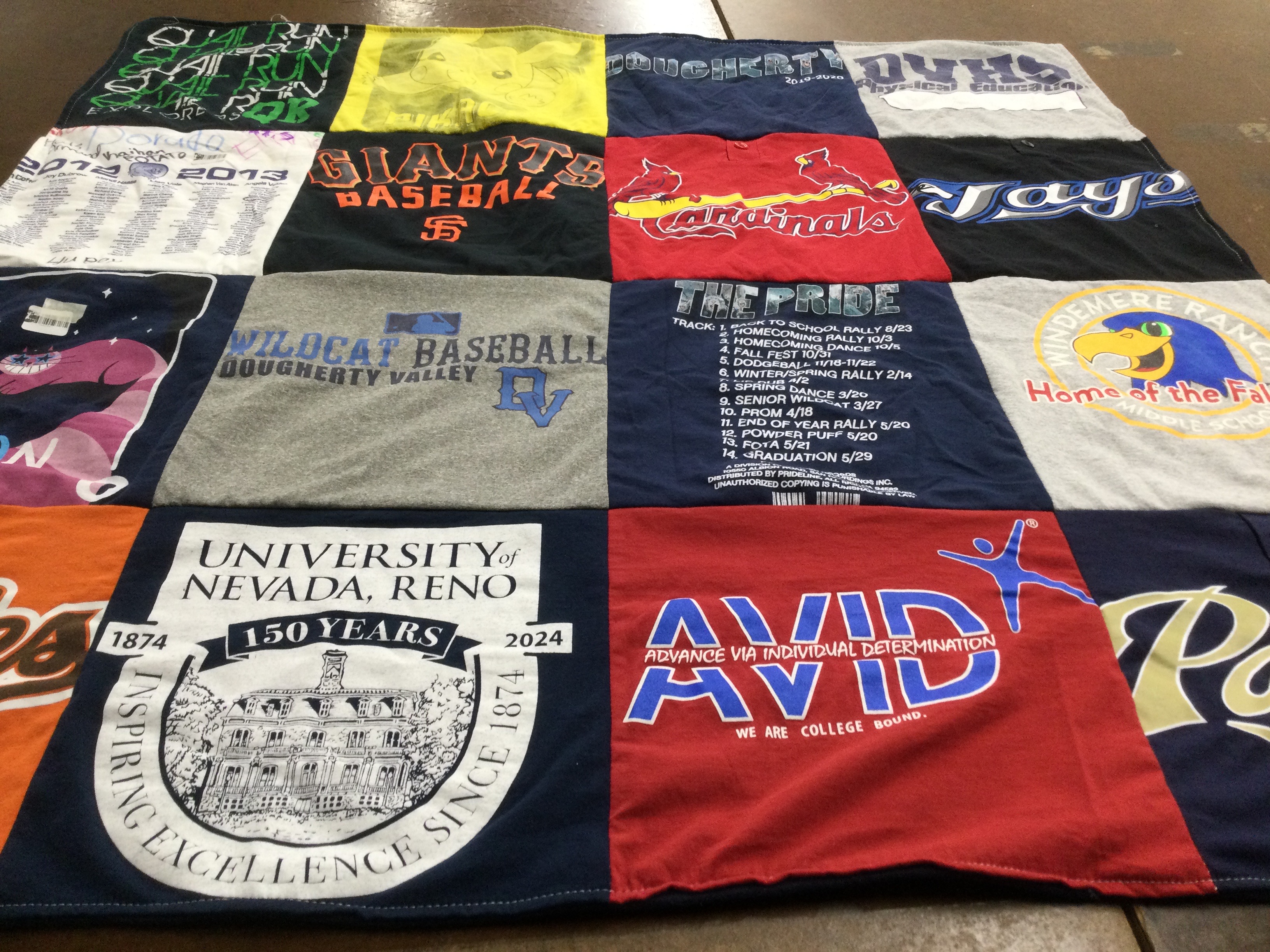 T-shirt quilt featuring wildcat baseball by Kristin from CA
