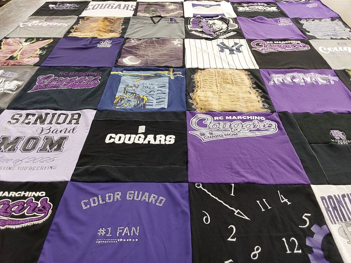 T-shirt quilt featuring marching cougars by Lena from CA