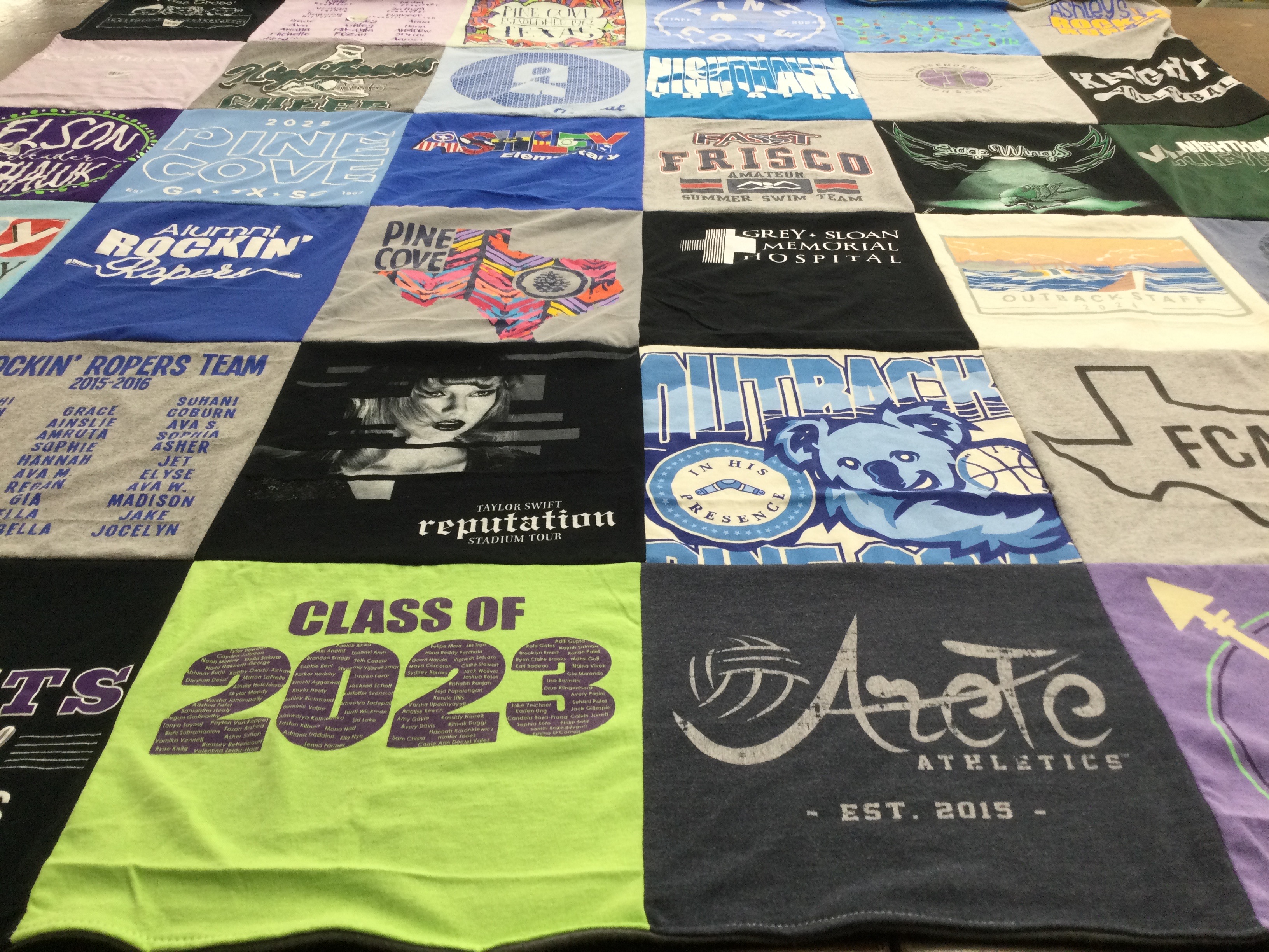 T-shirt quilt featuring frisco amateur swim team, rockin ropers team by Lori from TX