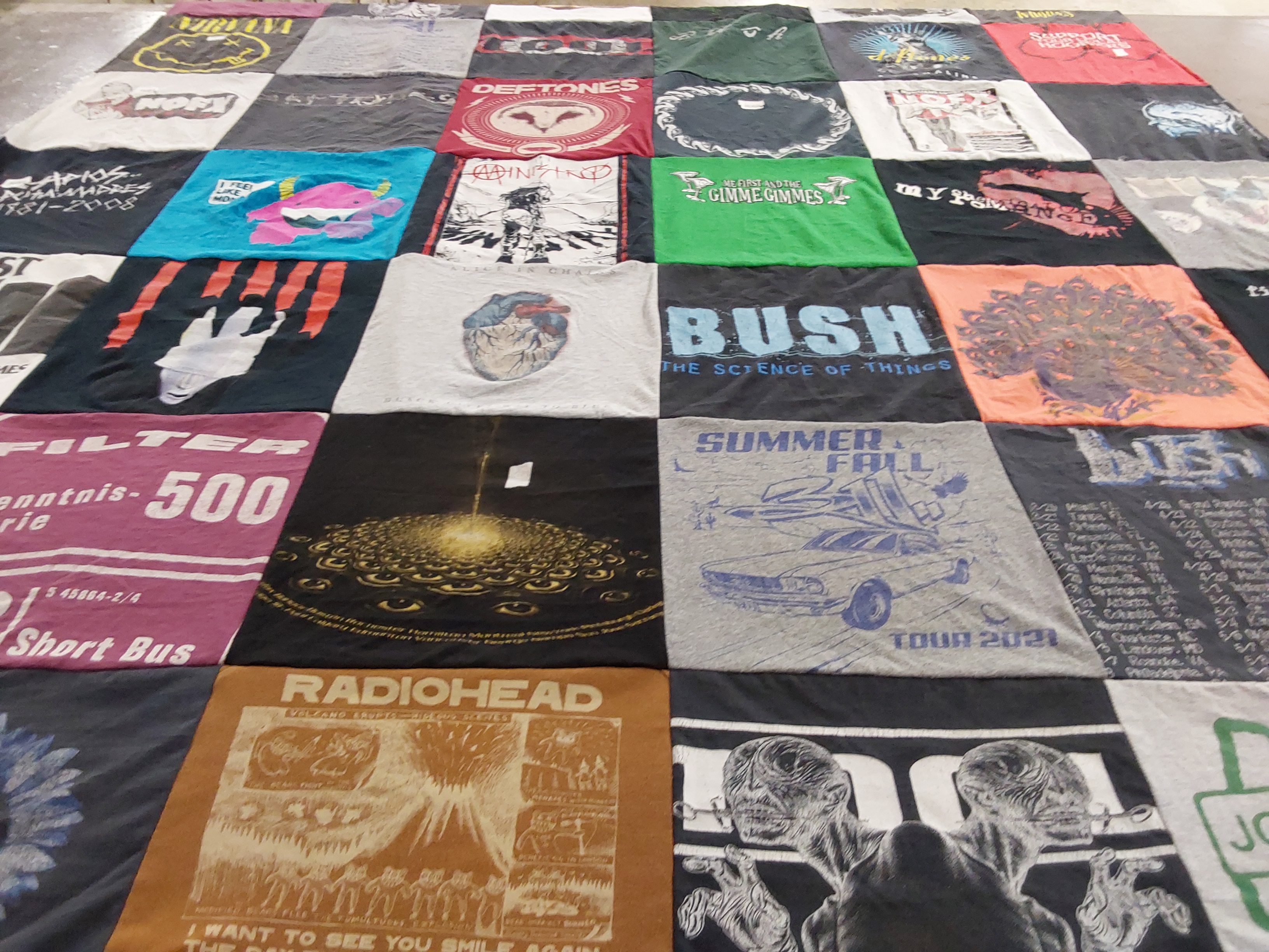 T-shirt quilt with music, rock themes by Jeni from OR