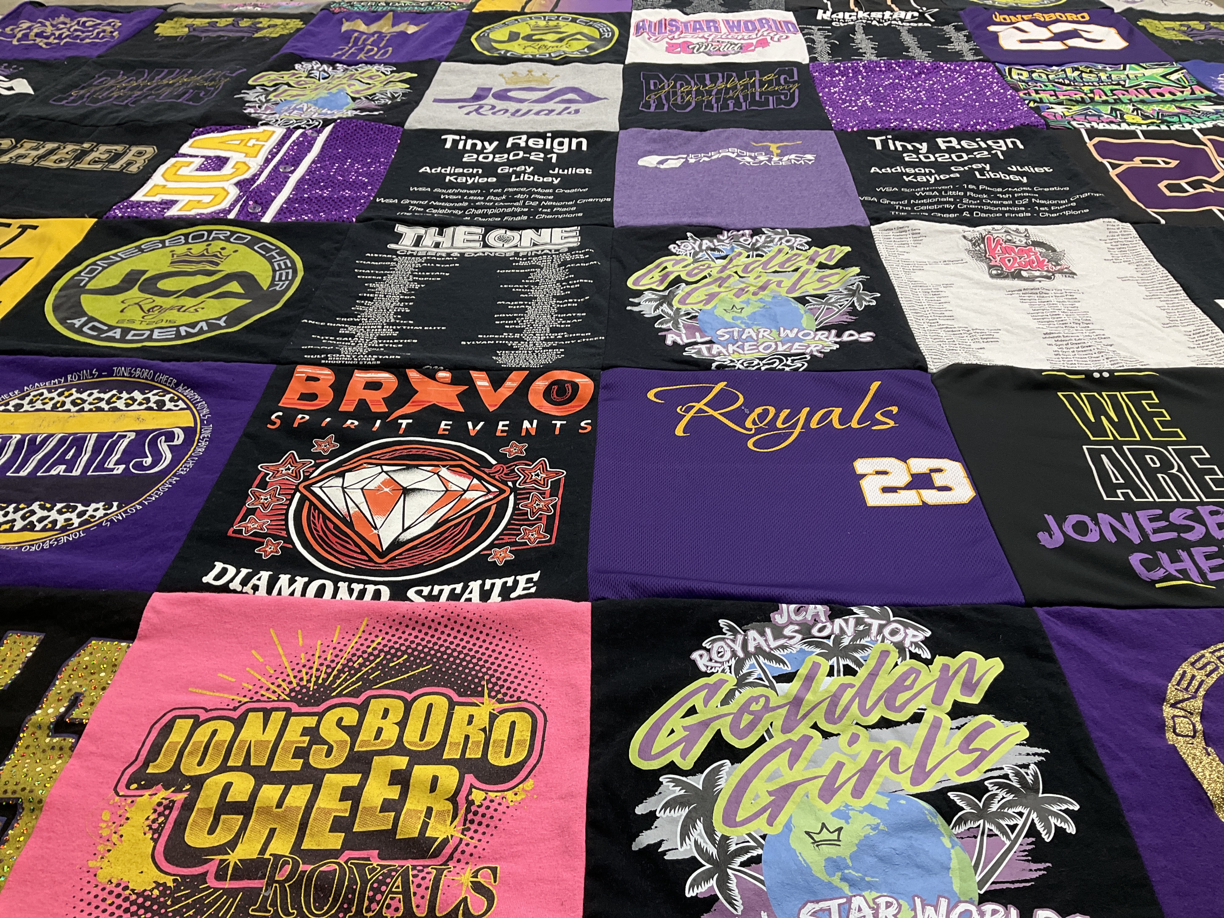 T-shirt quilt featuring jonesboro cheer academy by Danielle from AR